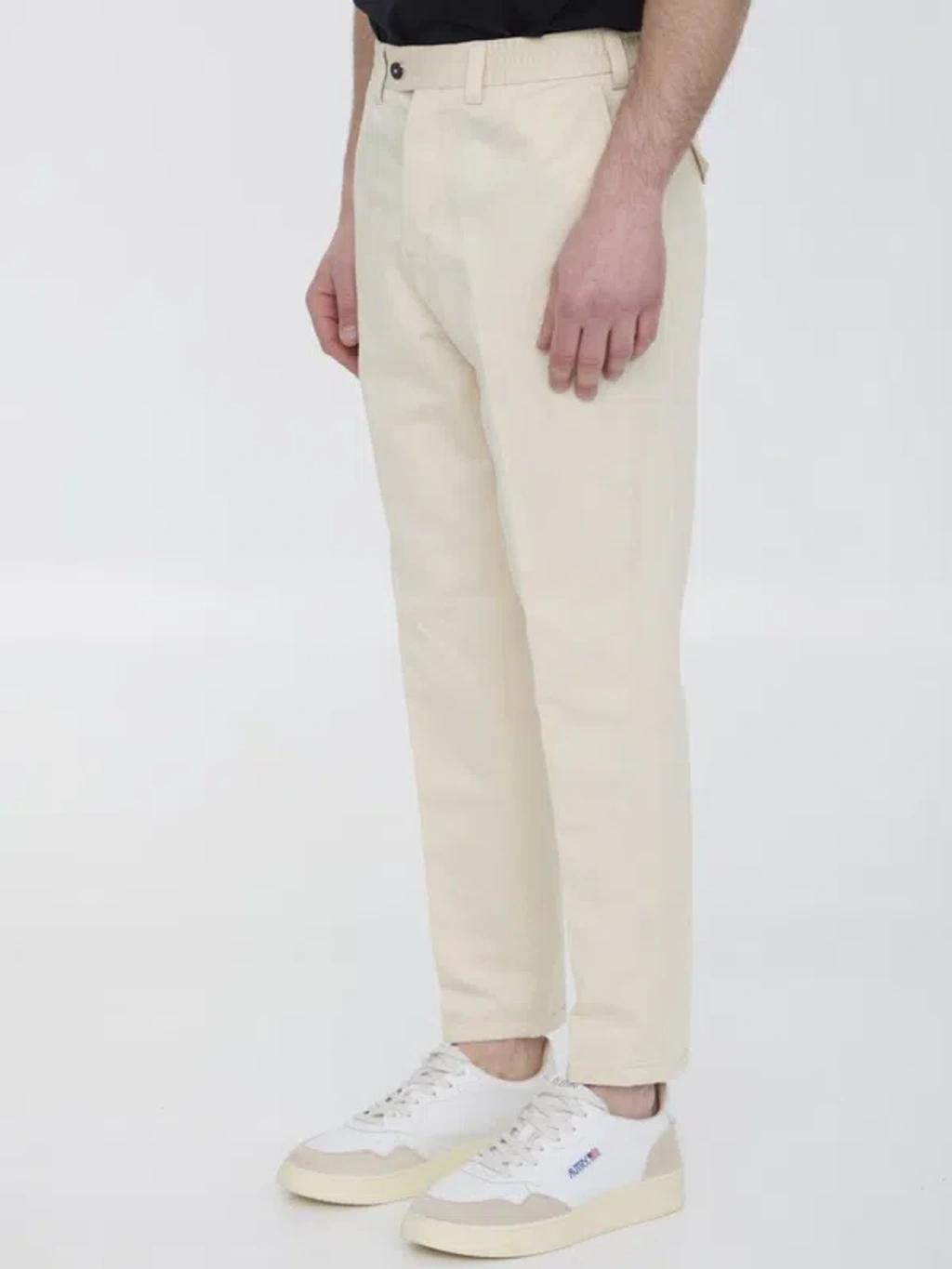 PT TORINO Cotton And Linen Trousers In Cream Product Image