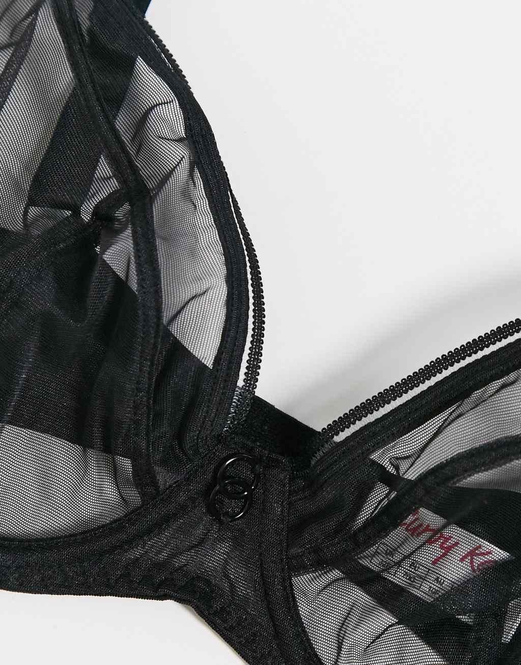 Curvy Kate Lifestyle fuller bust sheer mesh plunge bra in black Product Image