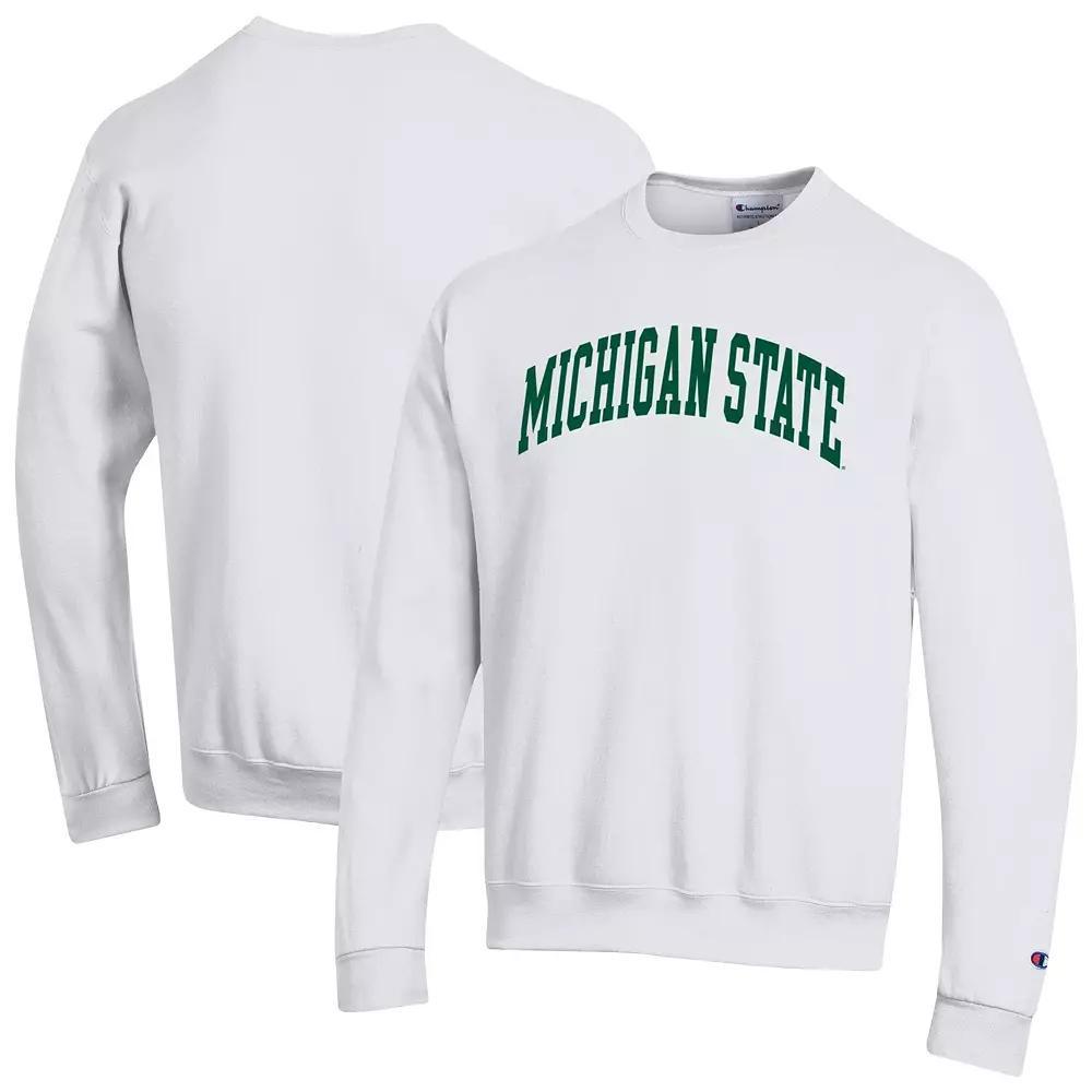 Men's Champion  White Michigan State Spartans Basic Arch Fleece Pullover Sweatshirt, Size: Medium Product Image