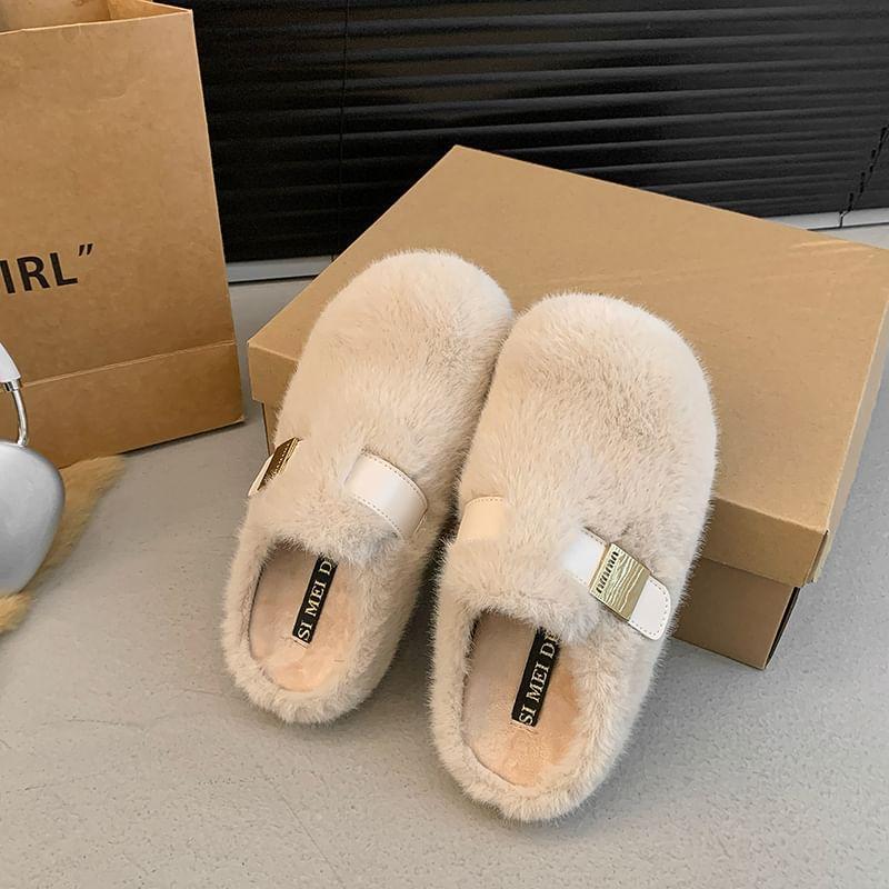 Fleece Buckled Mules Product Image