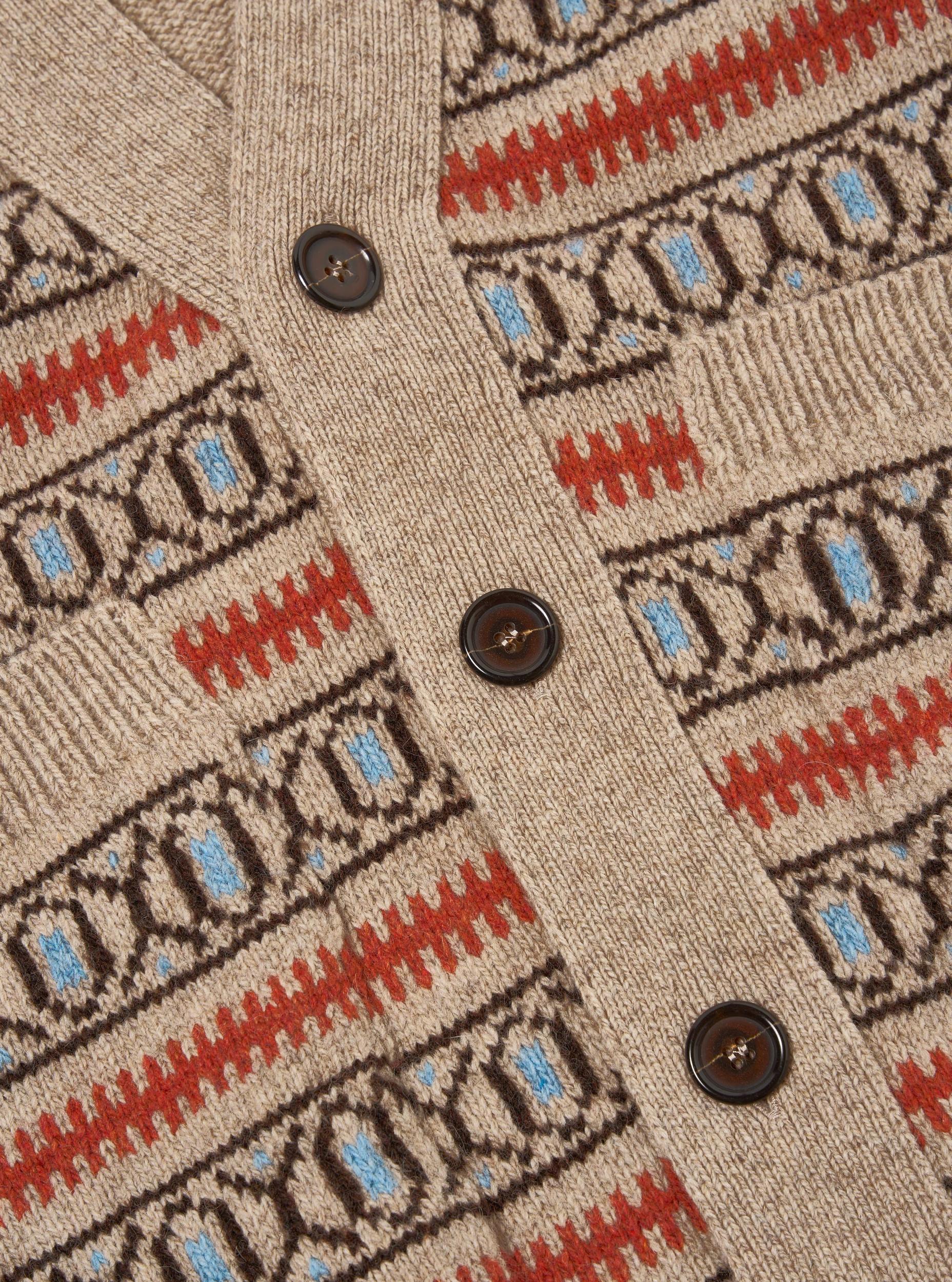 Universal Works Langdale Cardigan in Oatmeal Eco Wool Product Image