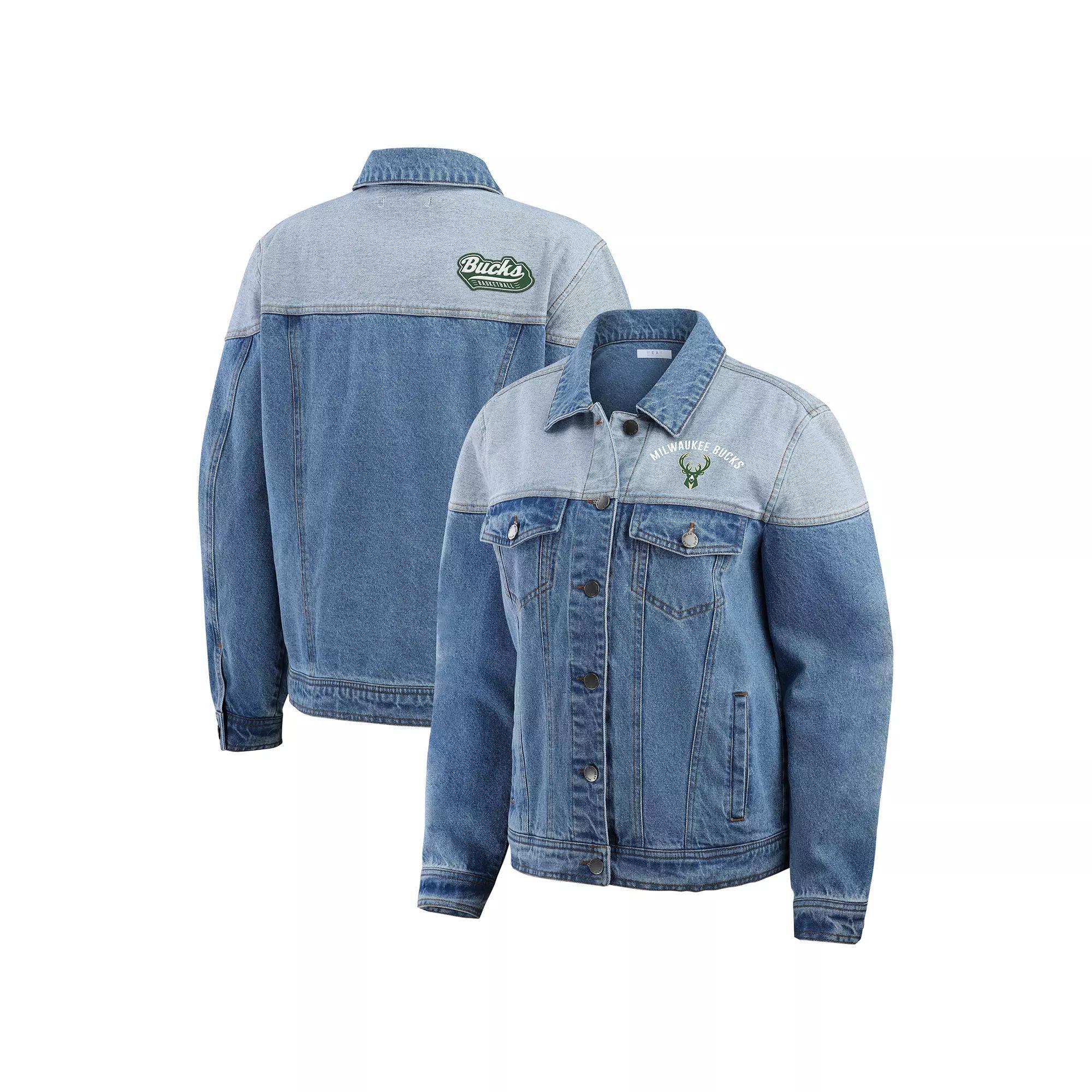 Women's WEAR by Erin Andrews Blue Phoenix Suns Full-Button Denim Jacket, Size: 2XL, Phx Blue Product Image