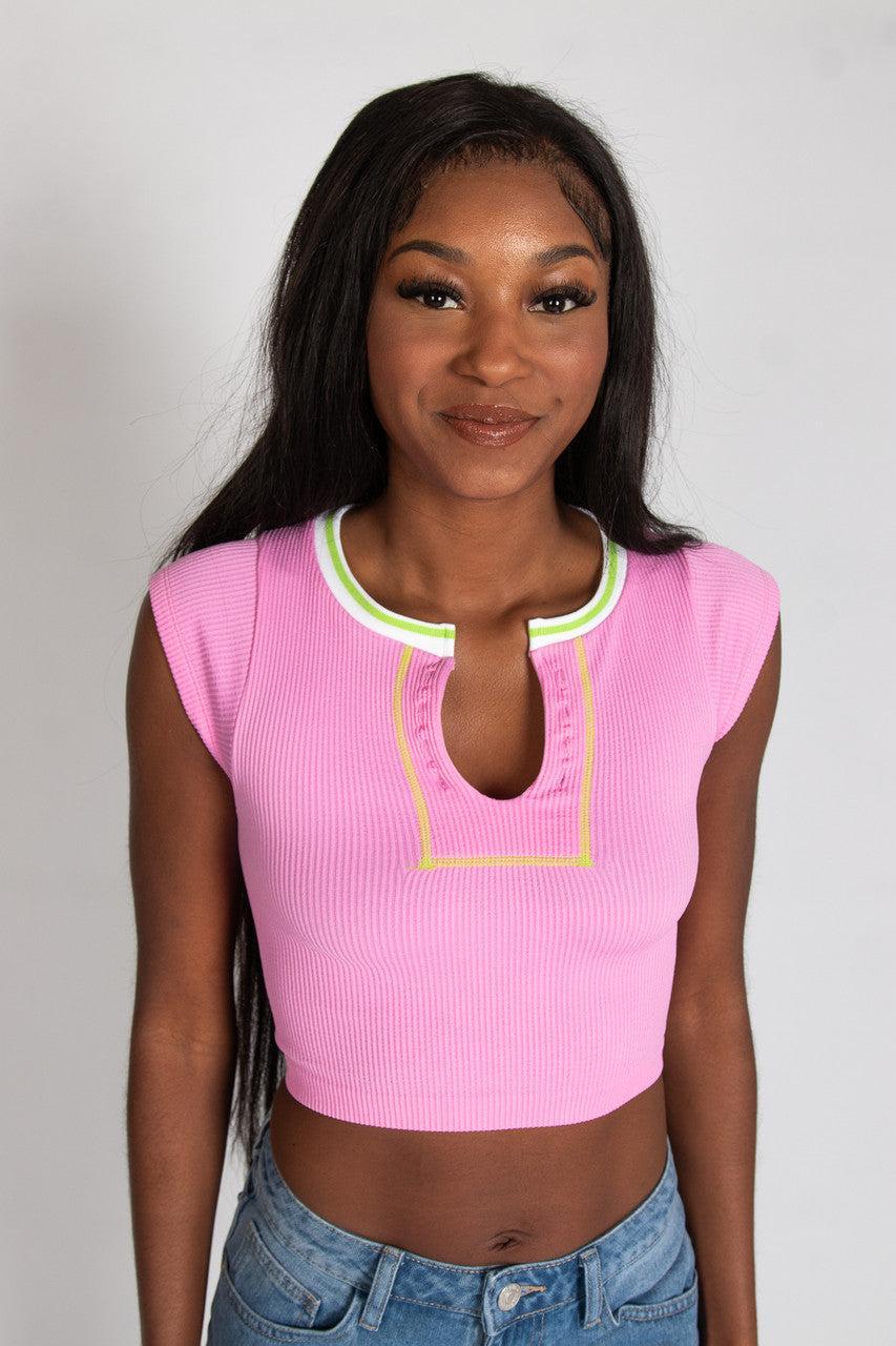 Sporty Notch Neck Seamless Tee Product Image