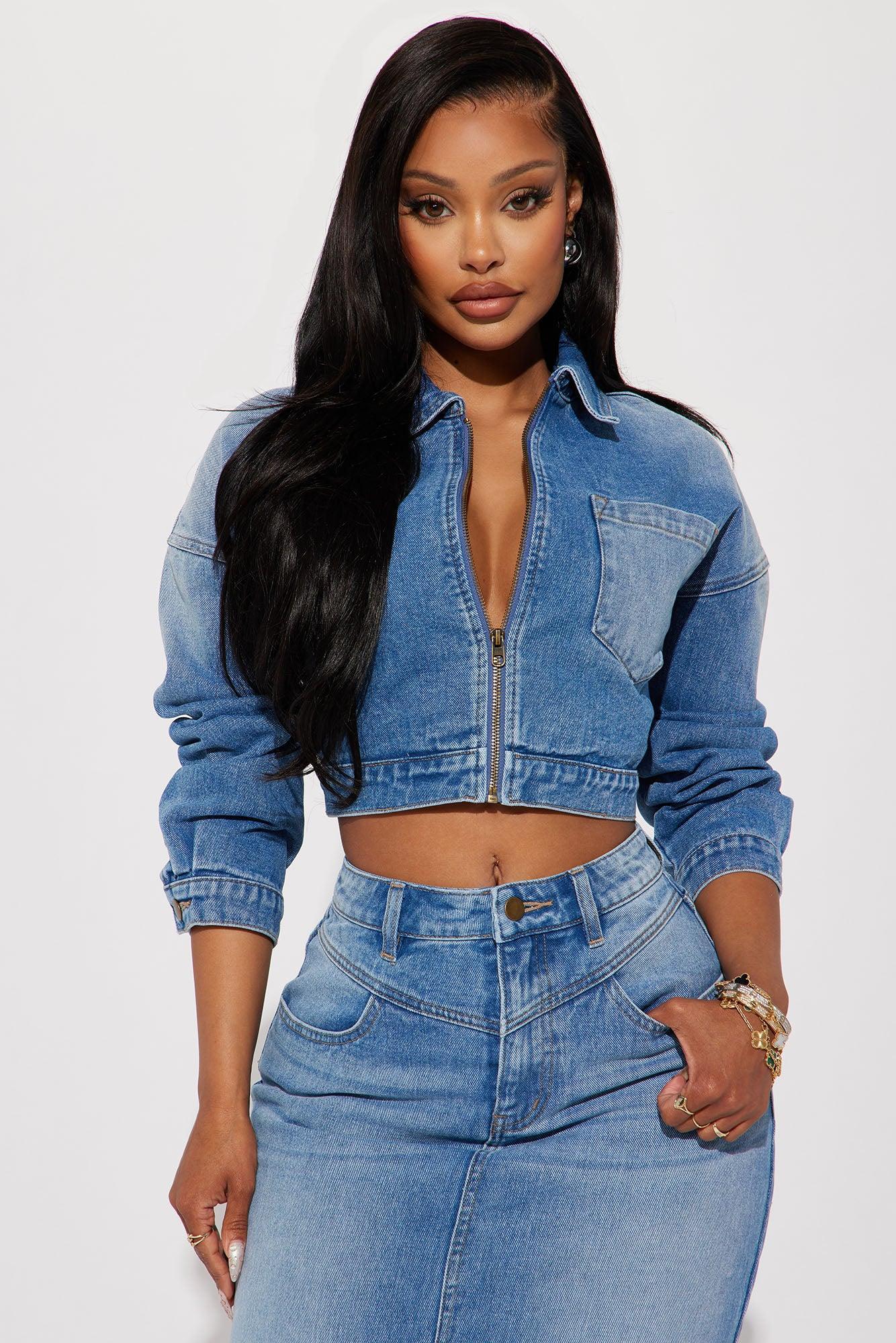 New Mood Denim Skirt Set - Medium Wash Product Image