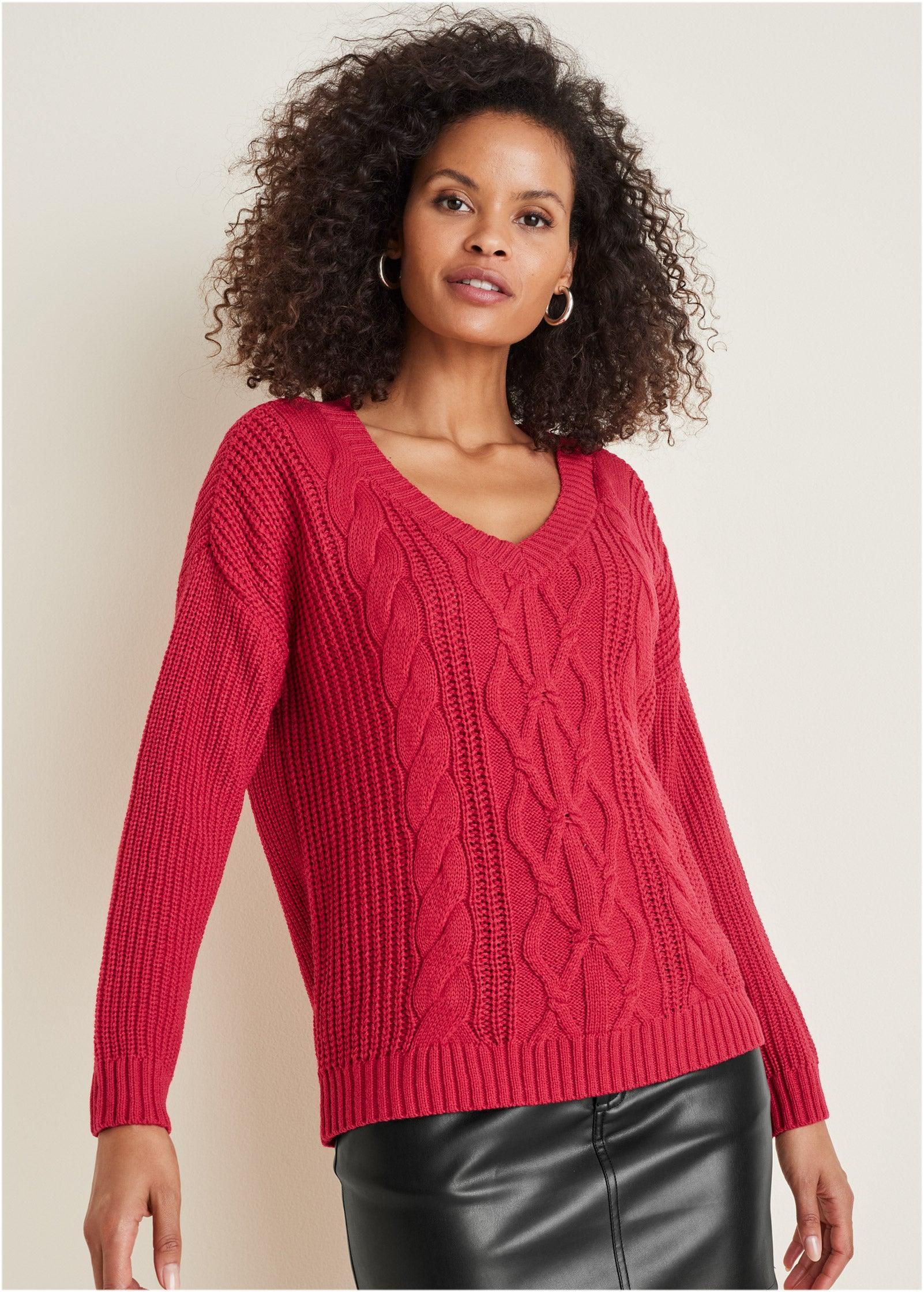 Cable Knit Sweater - Barberry Product Image