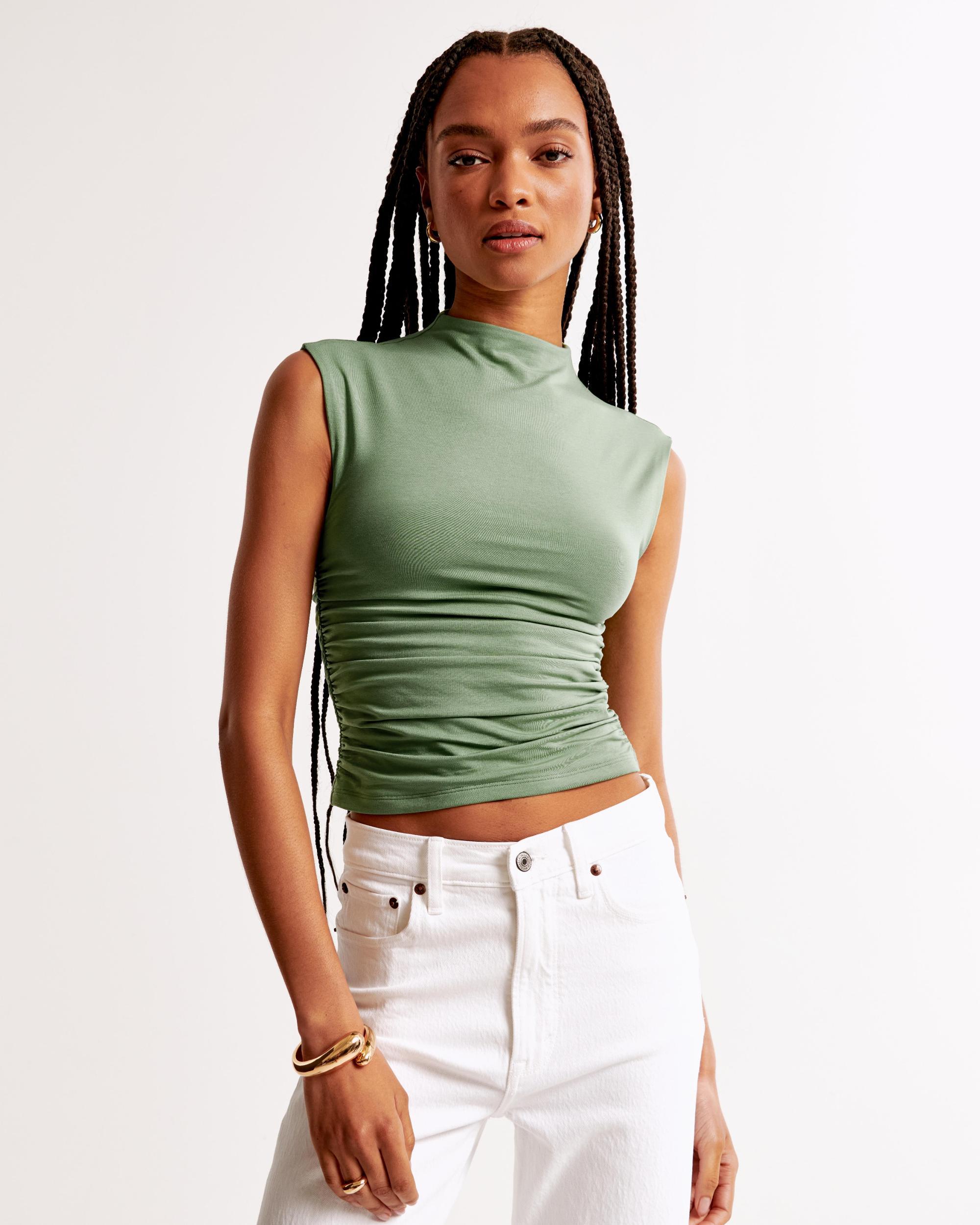 Long-Sleeve Grown-On Mockneck Top Product Image
