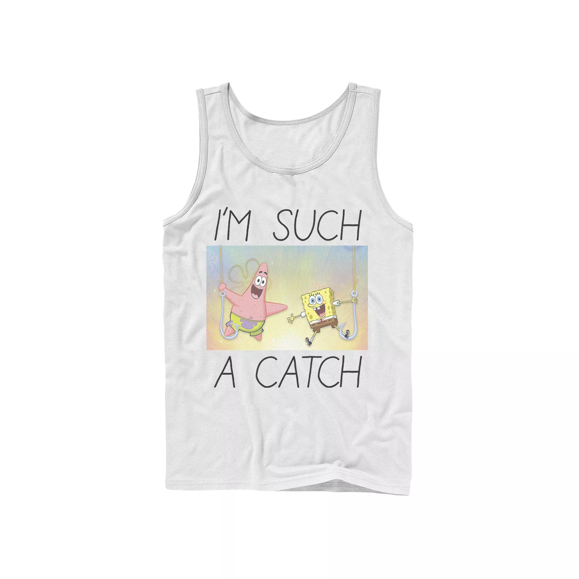 Men's Nickelodeon SpongeBob SquarePants Such A Catch Fish Hook Graphic Tank Top, Size: Small, Grey Product Image