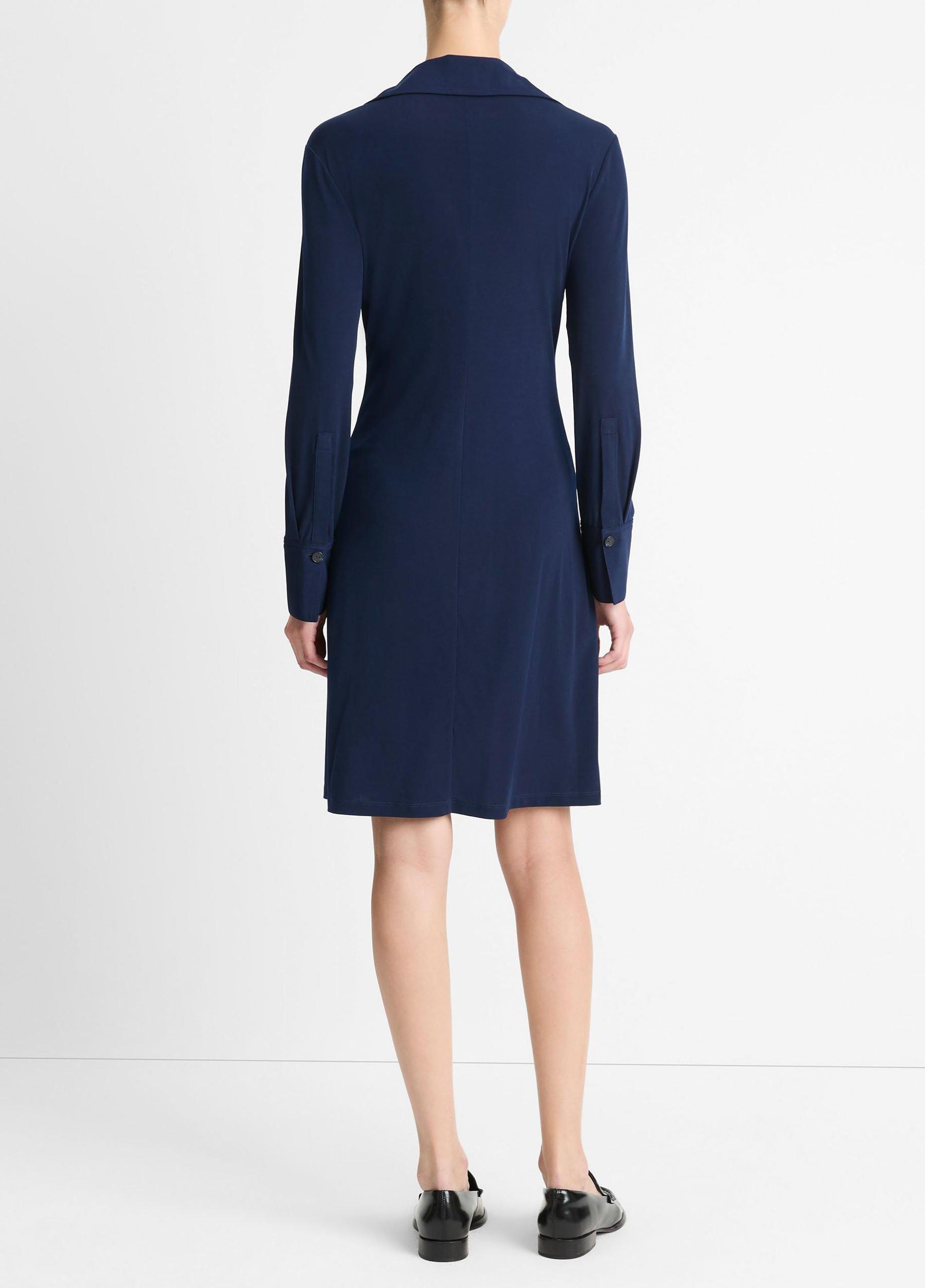 Womens Long-Sleeve Polo Dress, Navy, Size L Vince Product Image