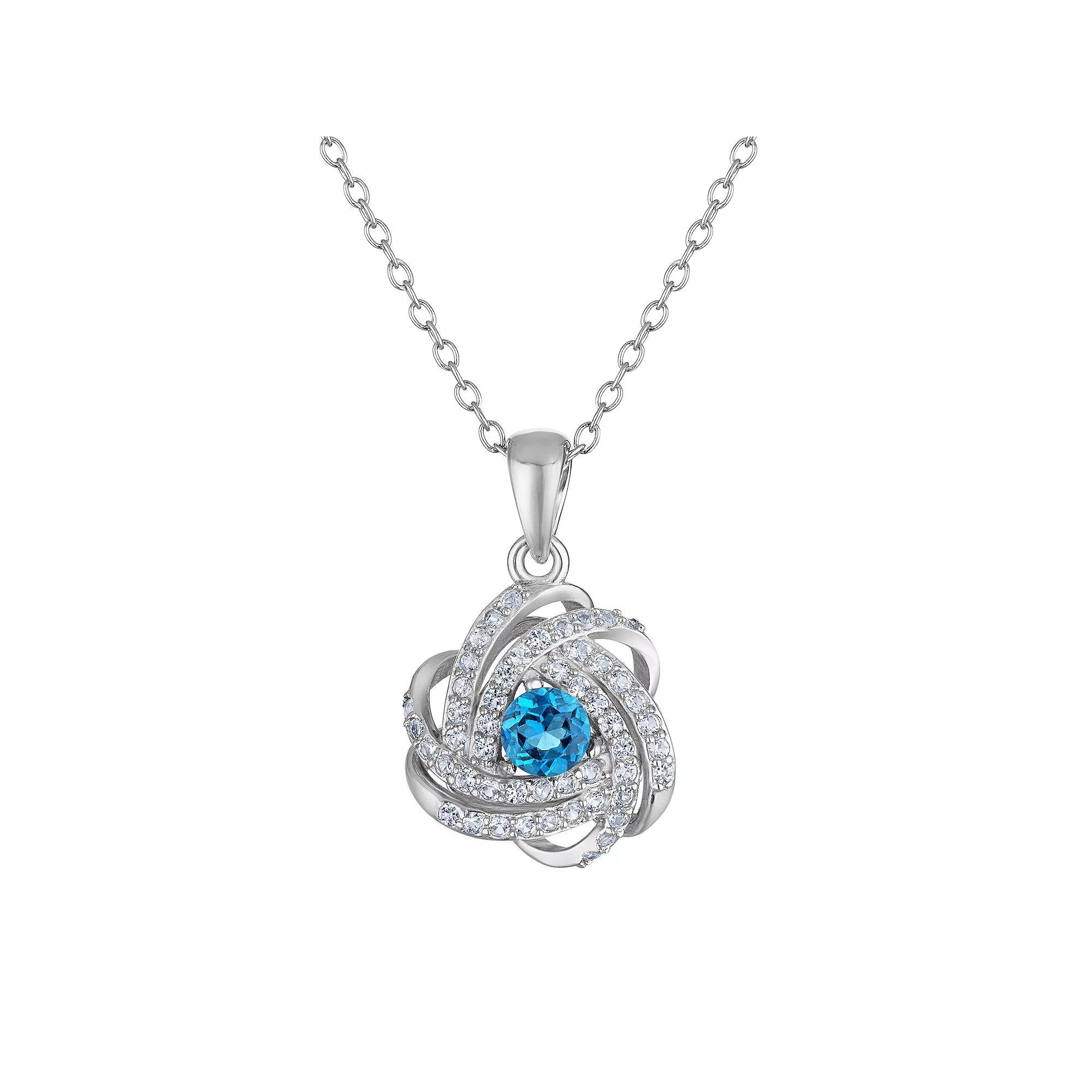 Designs by Gioelli Sterling Silver Gemstone Love Knot Pendant Necklace, Womens, Cr Red Product Image