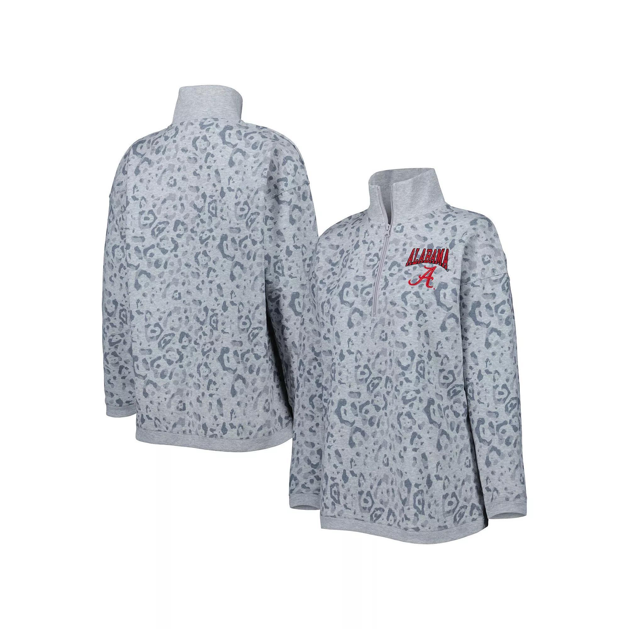 Women's Gameday Couture Heather Gray Alabama Crimson Tide Leopard Quarter-Zip Sweatshirt, Size: Small, Grey Product Image