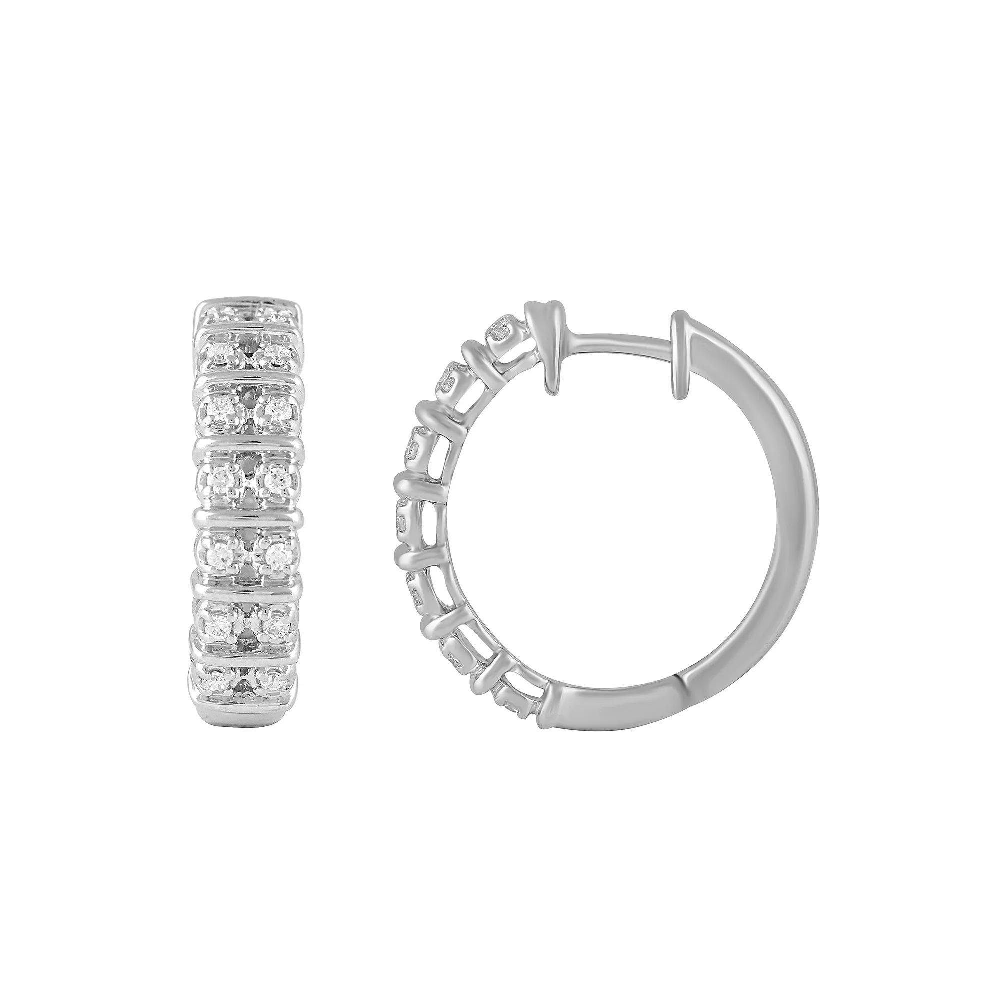 Royal Aura Sterling Silver 1/4 Carat T.W. Diamond Hoop Earrings, Women's Product Image