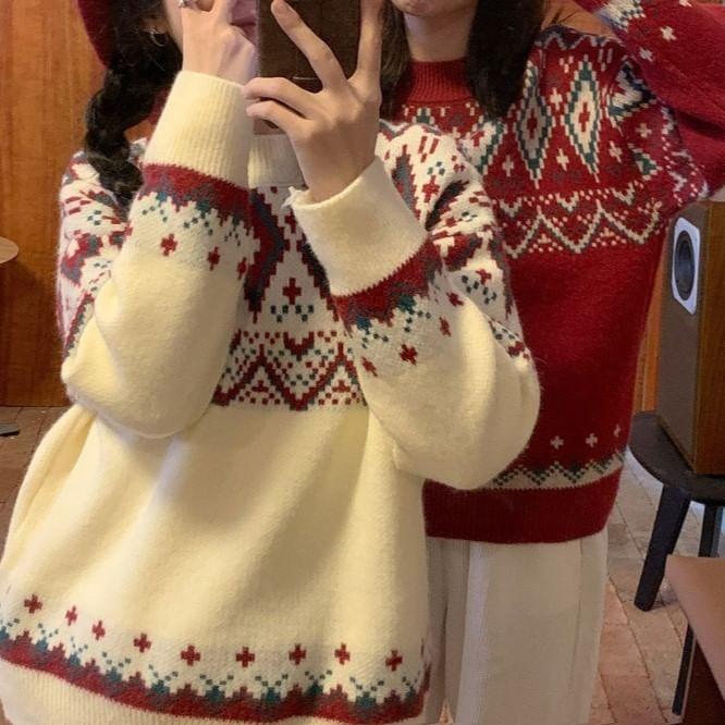 Mock Neck Patterned Sweater Product Image