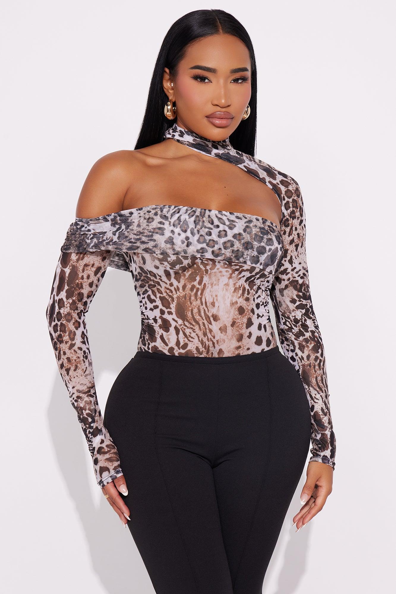 Out All Night Leopard Mesh Bodysuit - Leopard Product Image
