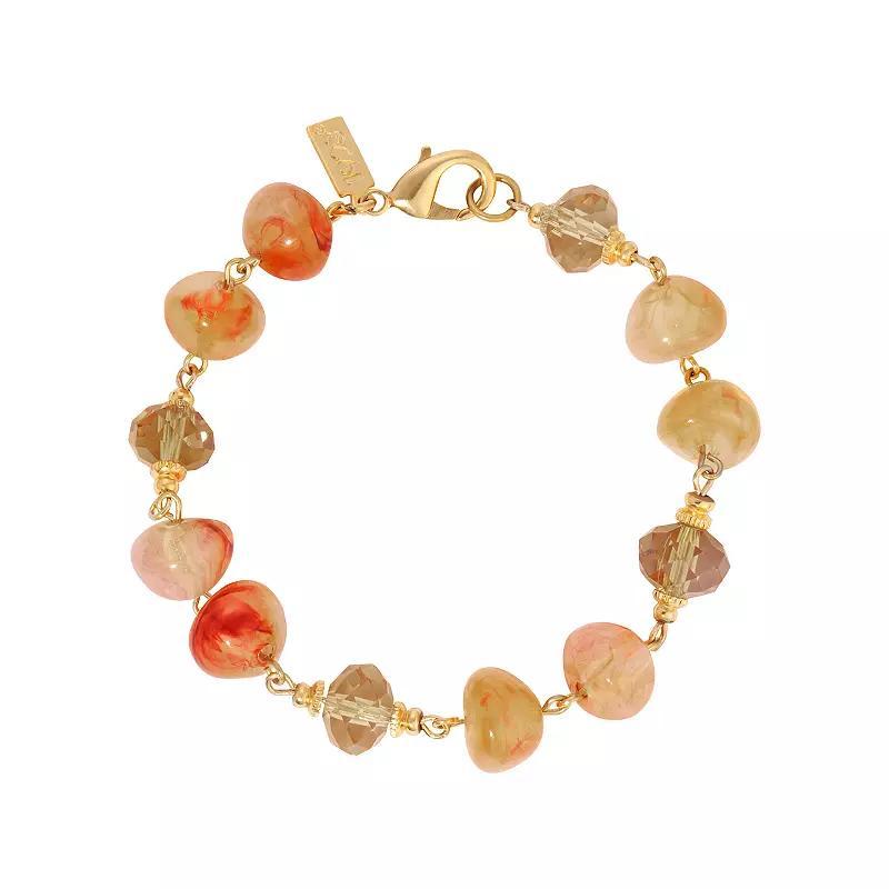 1928 Gold Tone Simulated Topaz Bead Bracelet, Womens, Beige Product Image