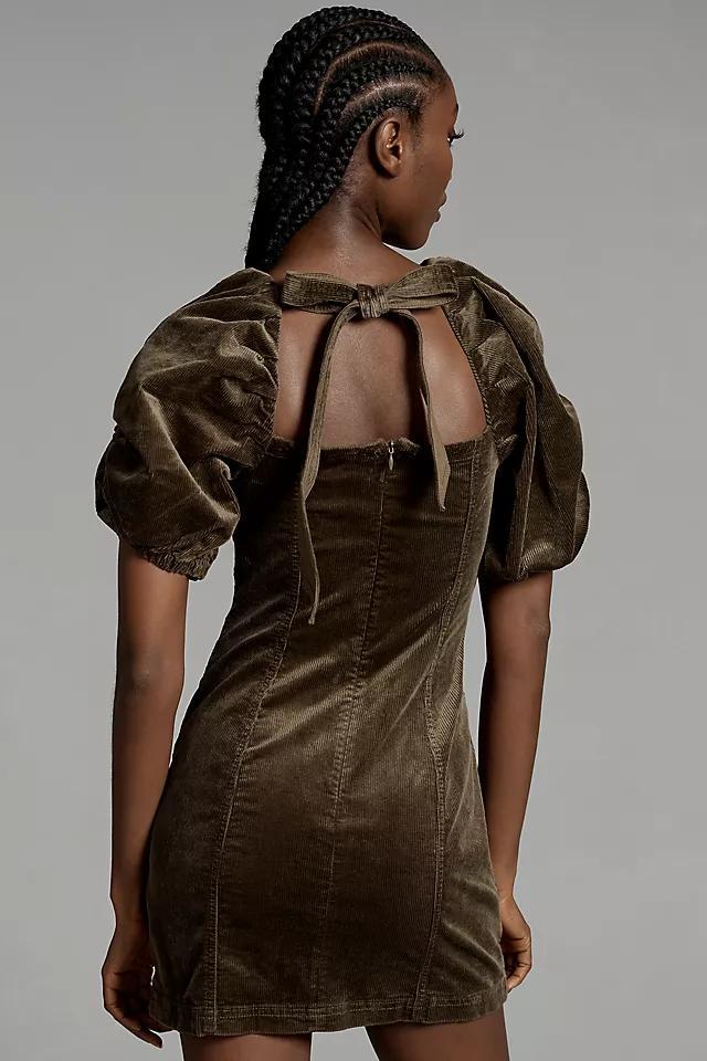 Pilcro Puff-Sleeve Square-Neck Corduroy Mini Dress Product Image