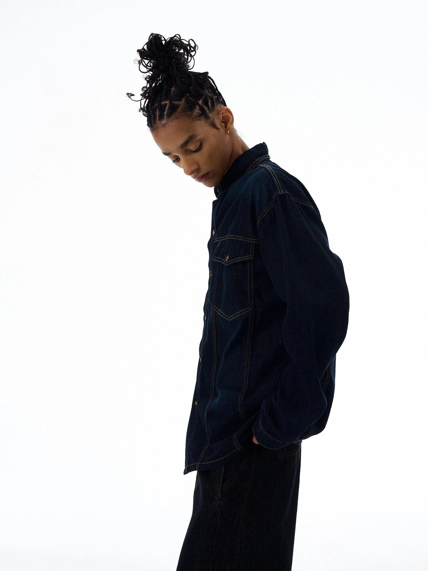 RT No. 19555 DARK BLUE STITCHED DENIM JK Product Image