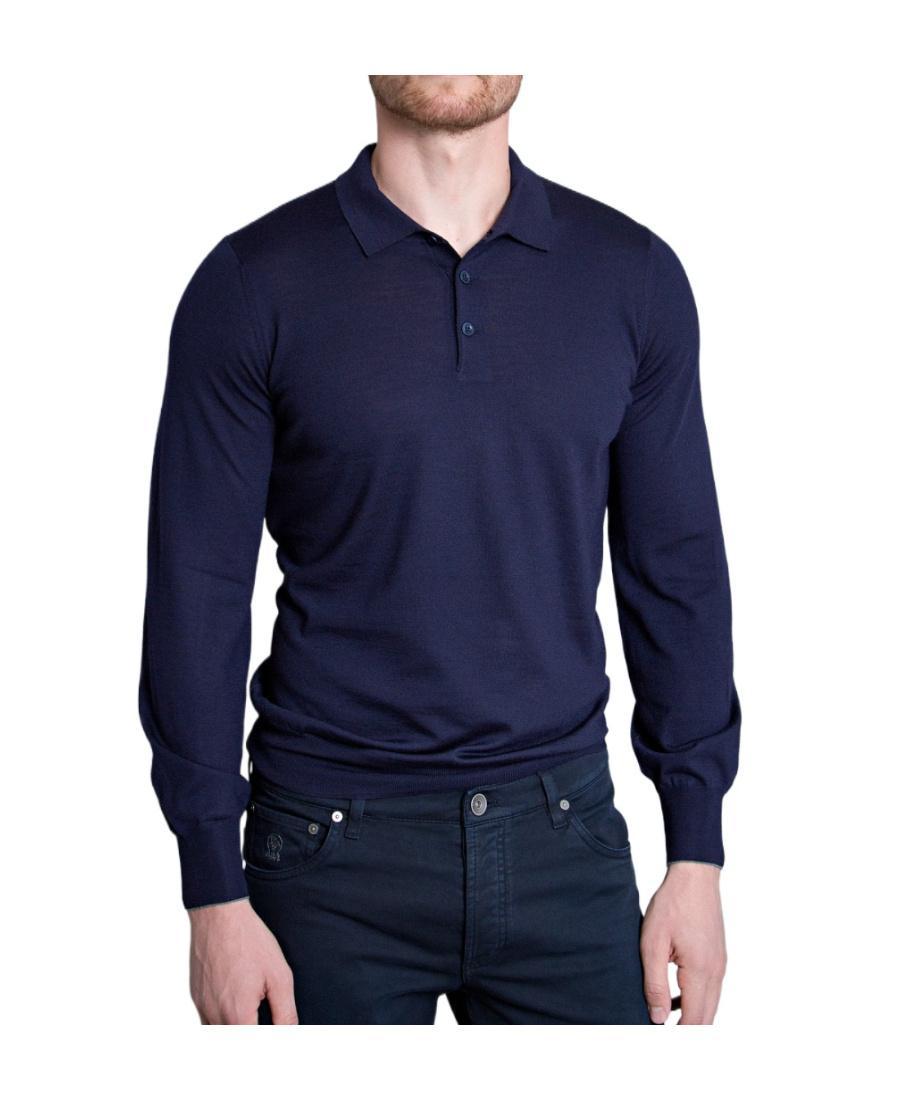 BRUNELLO CUCINELLI Long Sleeved Knitted Polo Shirt In Black Product Image