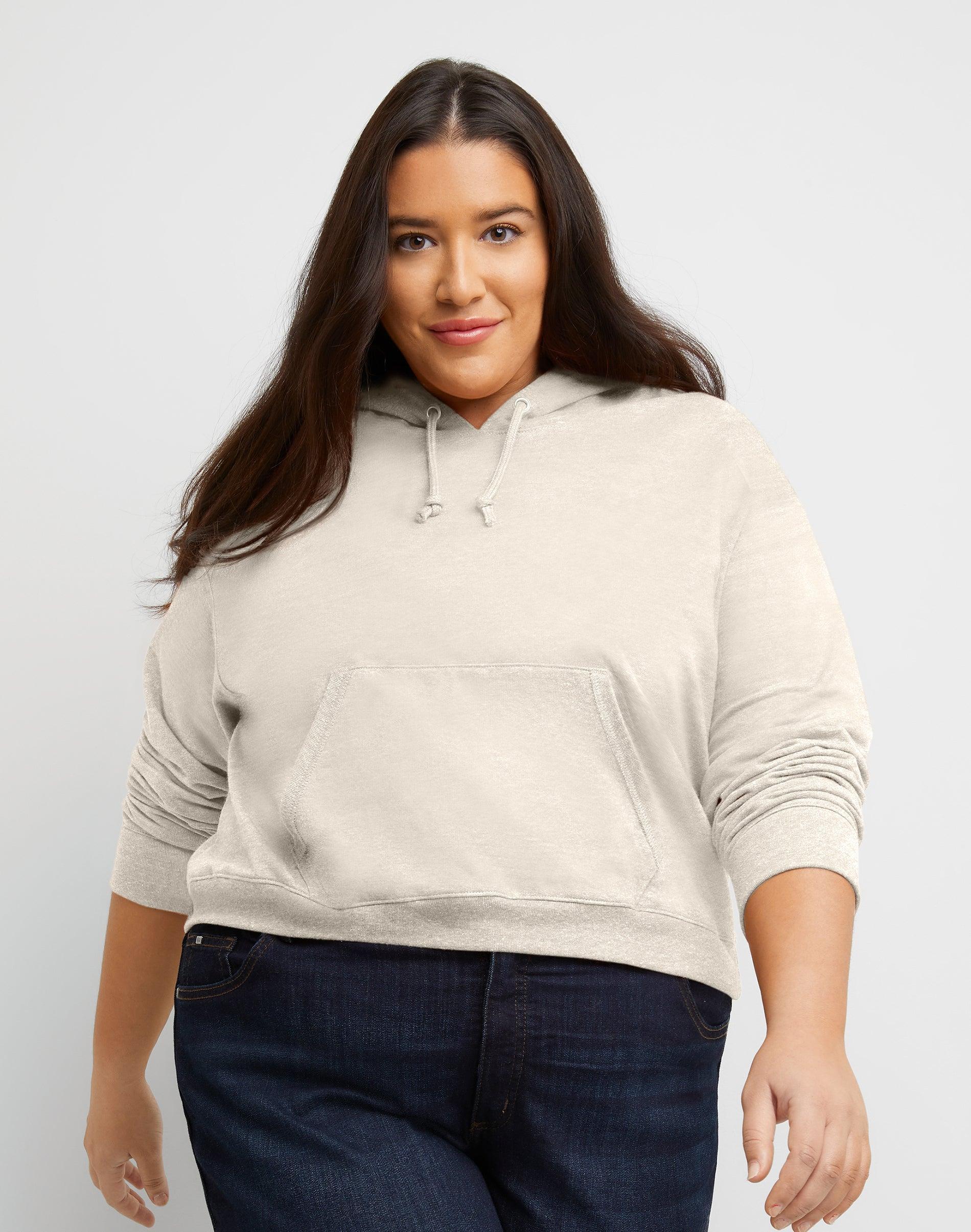 Hanes Originals Womens French Terry Cropped Hoodie (Plus Size) Allgood Gold 4X Product Image