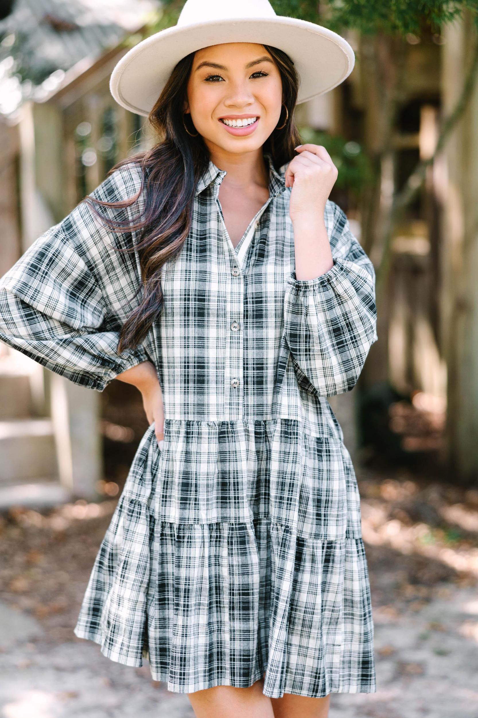 Give You Everything Black Plaid Dress Female Product Image