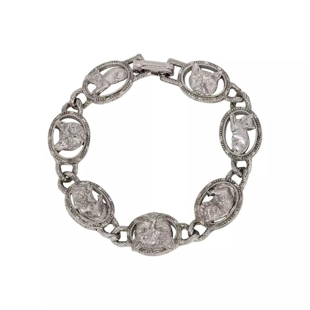 1928 Cat Link Station Bracelet, Womens, Gray Product Image