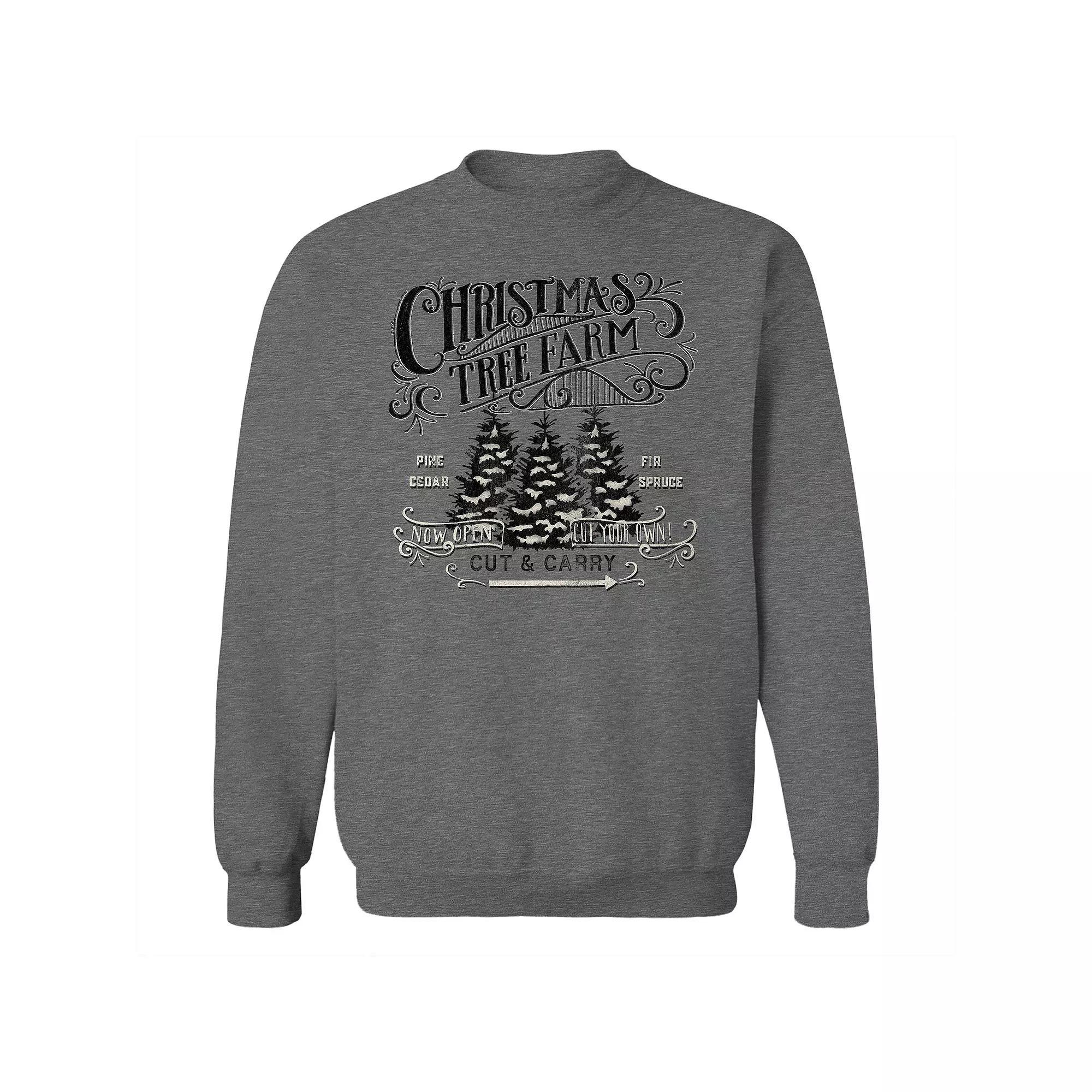 Men's Christmas Tree Farm Fleece Sweatshirt, Women's, Size: Large, Grey Heather Product Image