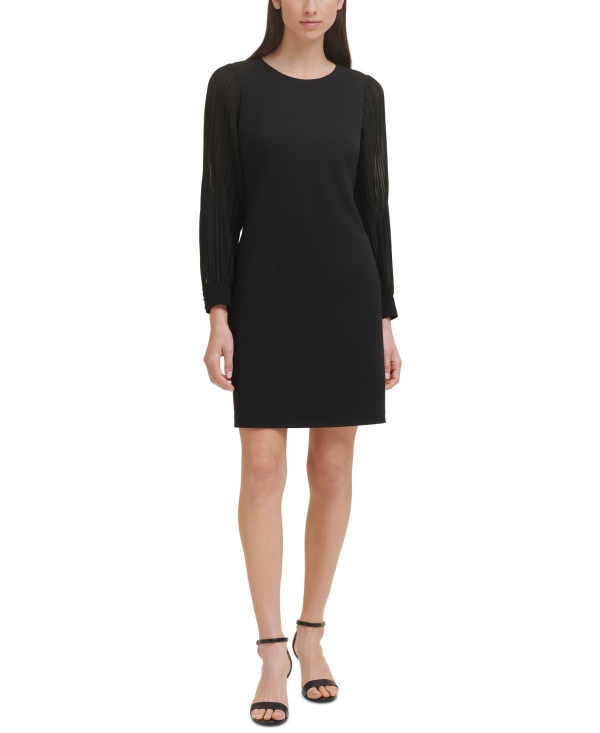 Tommy Hilfiger A-Line with Pleated Chiffon Sleeve Women's Dress Product Image