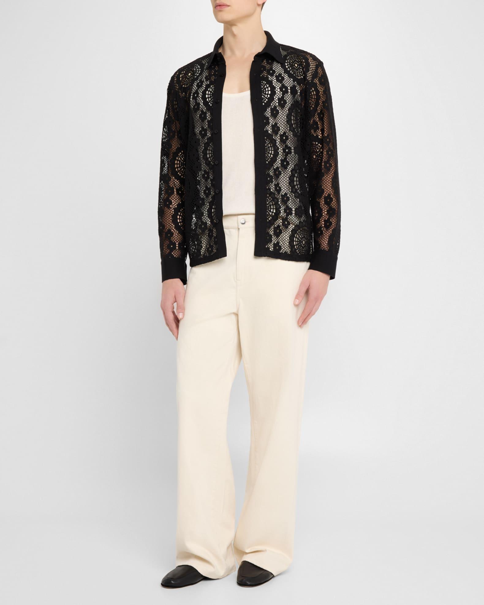 Men's Lace Button-Down Shirt Product Image