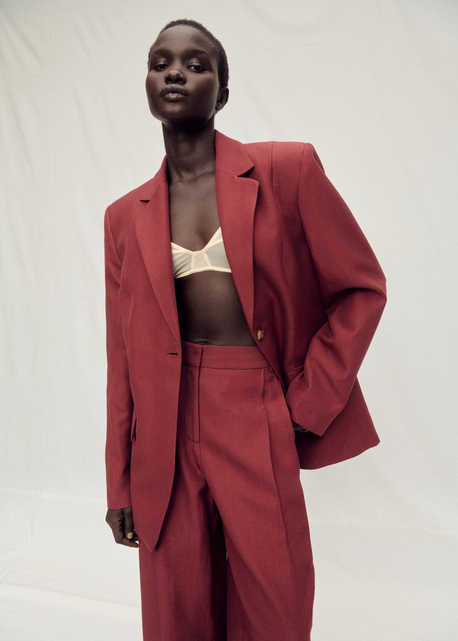 Linen-blend suit blazer - Women | MANGO USA Product Image