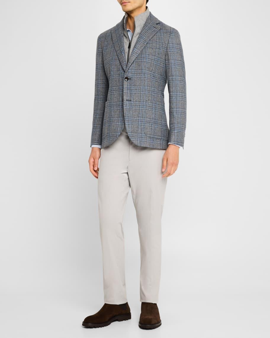 Mens Plaid Sport Coat with Solid Vest Product Image