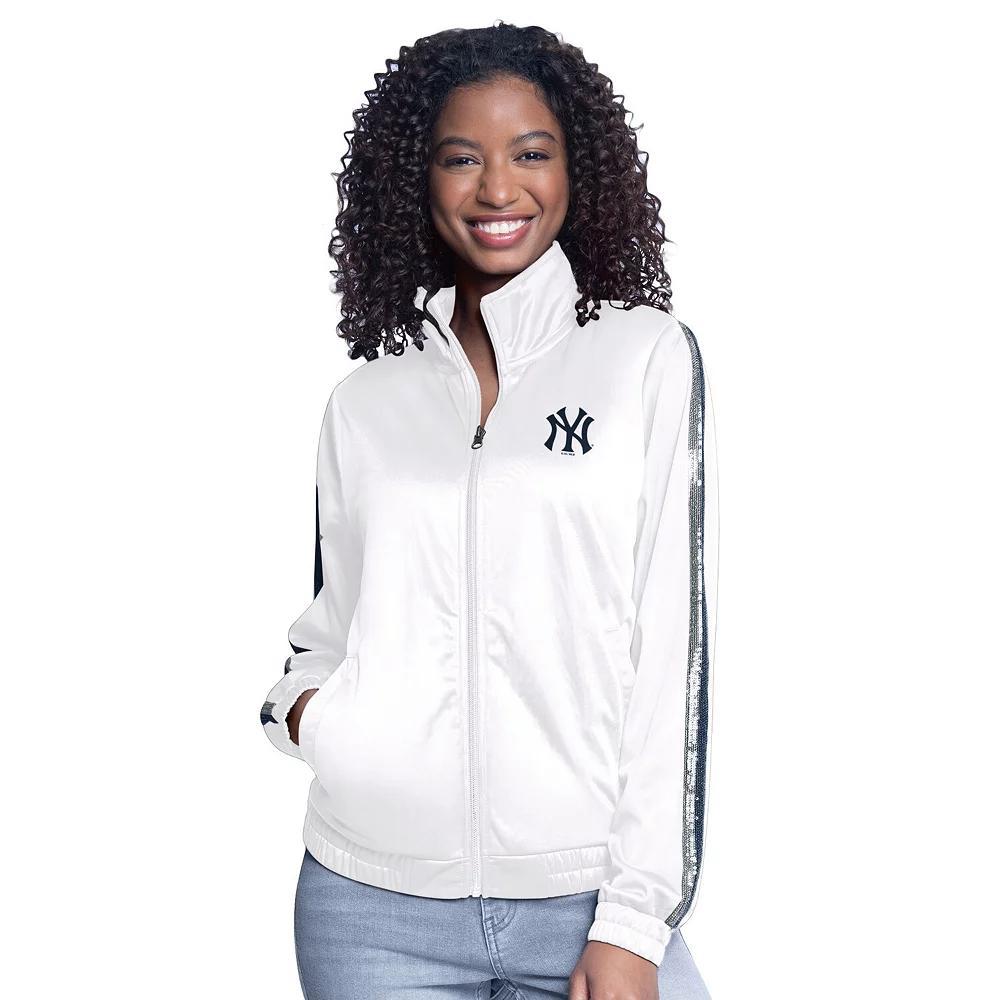 Women's G-III Sports by Carl Banks  White New York Yankees Gear II Full-Zip Track Jacket, Size: Small Product Image