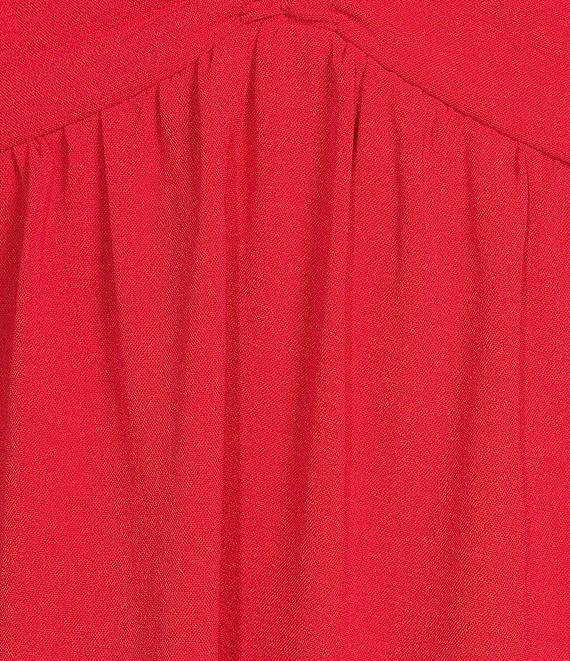 GB Tie Neck Short Sleeve Tiered Midi Dress Product Image