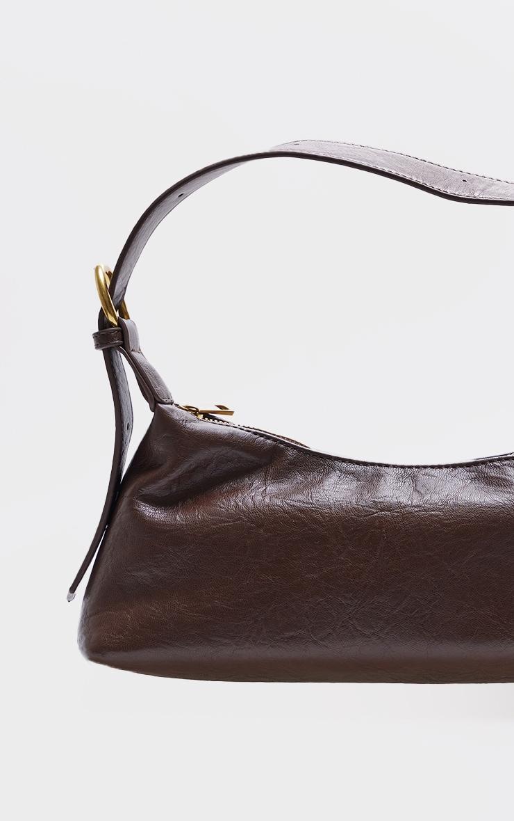 Chocolate Crinkle Pu Buckle Detail Shoulder Bag Product Image