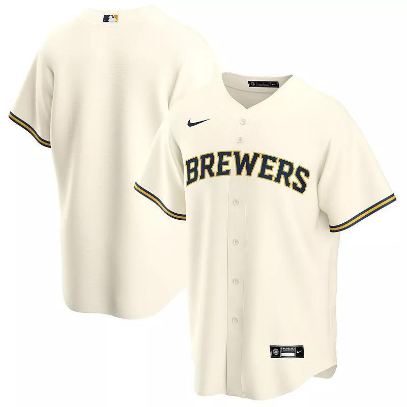 Mens Nike Cream Milwaukee Brewers Home Replica Team Jersey Product Image