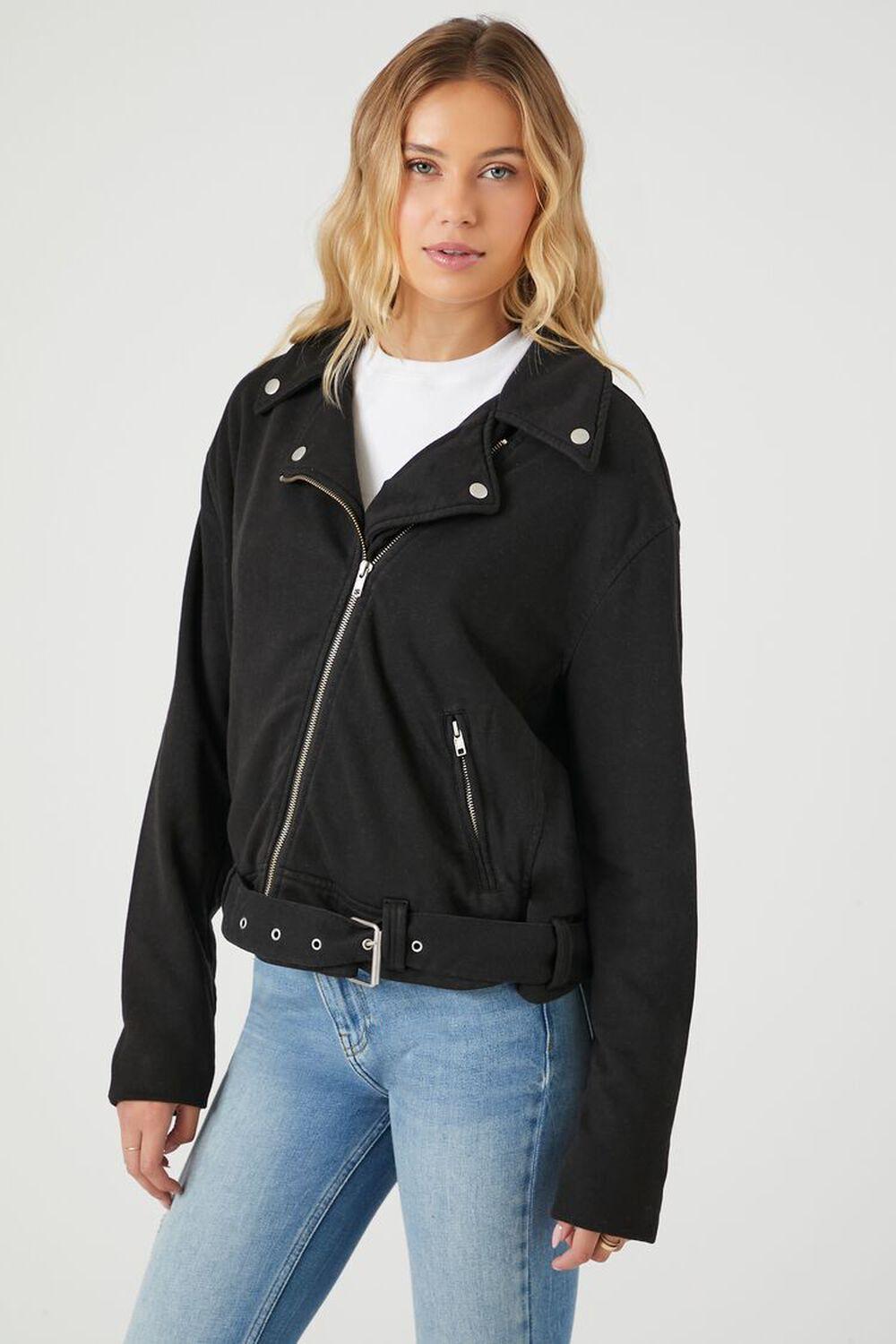 Asymmetrical French Terry Moto Jacket | Forever 21 Product Image