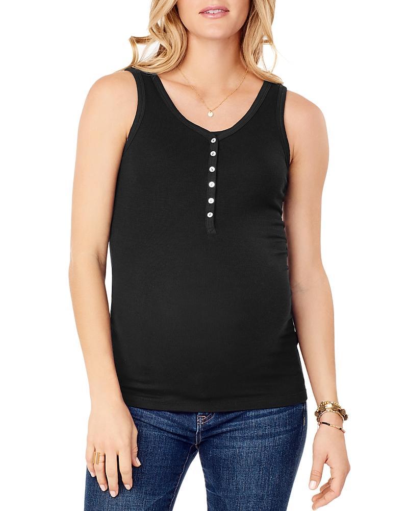 Ingrid & Isabel Maternity Ribbed Nursing Henley Tank Product Image