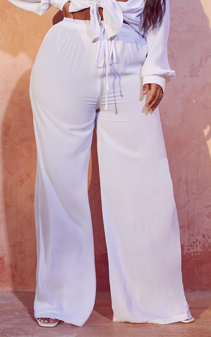 Plus White Tie Waist Beach Pants Product Image
