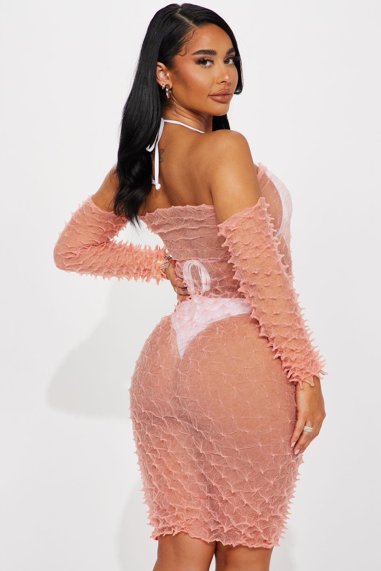 Exclusive Vacation Bubble Cover Up Dress - Pink Product Image