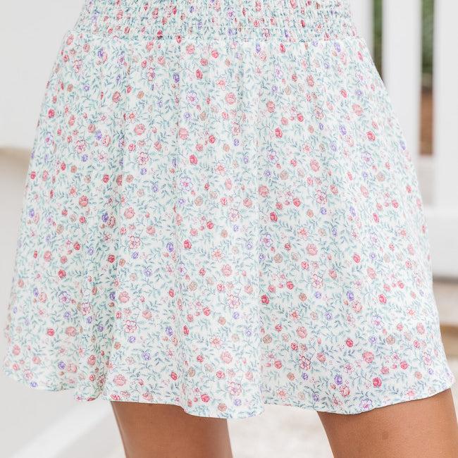 One More Time Ivory/Multi Floral Skirt FINAL SALE Product Image