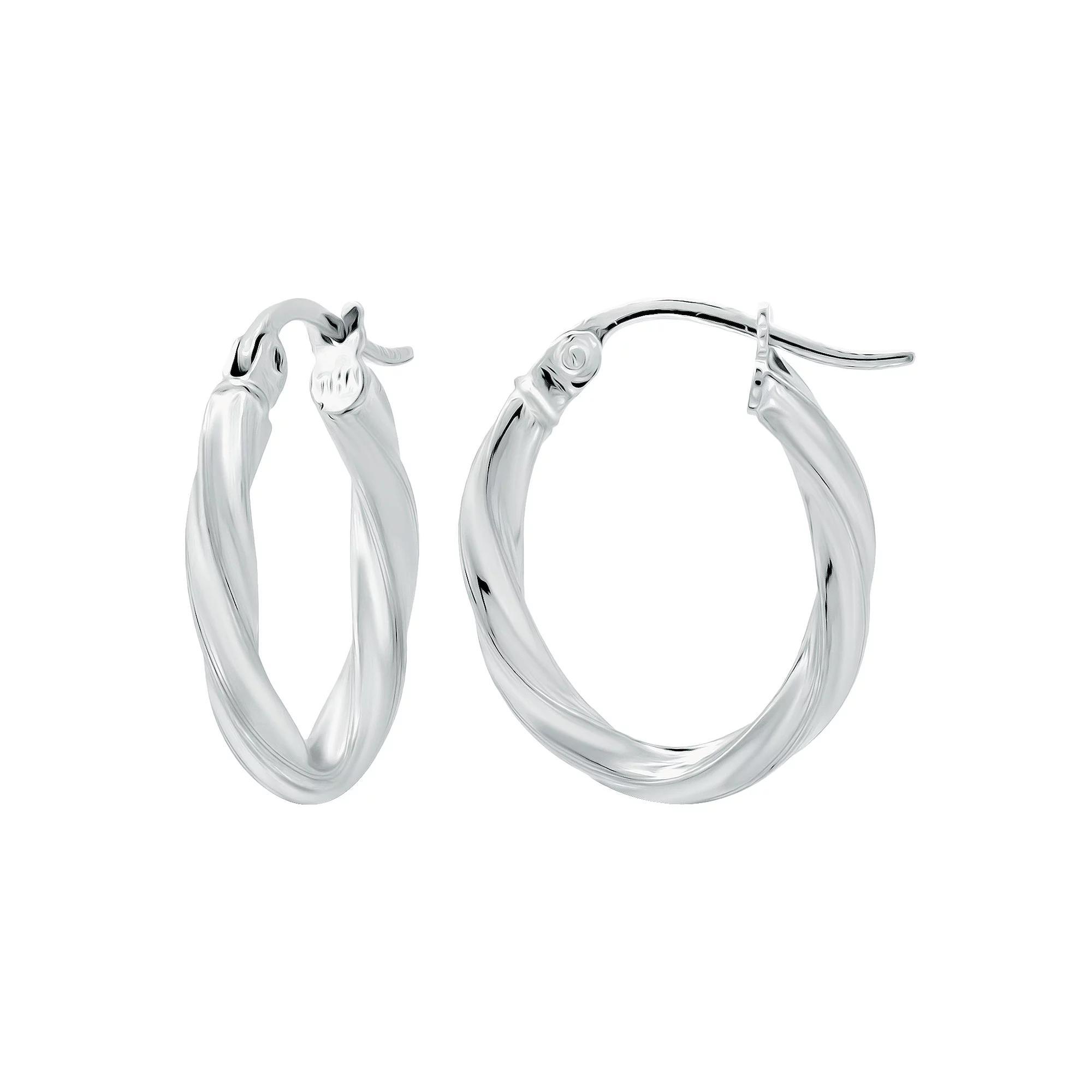 Aleure Precioso Sterling Silver Oval Twist Hoop Earrings, Women's, Size: 15 mm, Gold Tone Product Image
