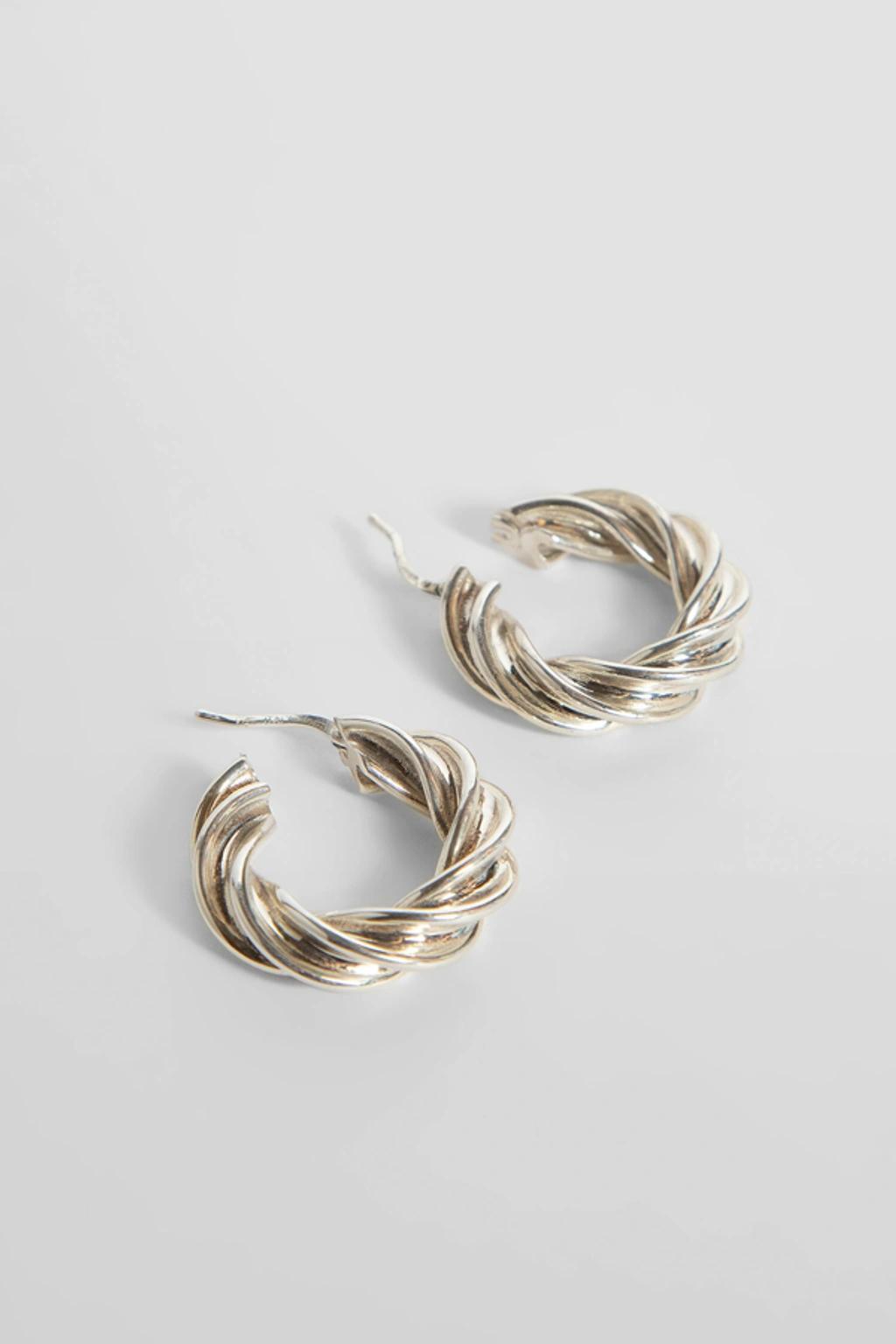 BOTTEGA VENETA Sterling Silver Twisted Hoop Earrings Product Image