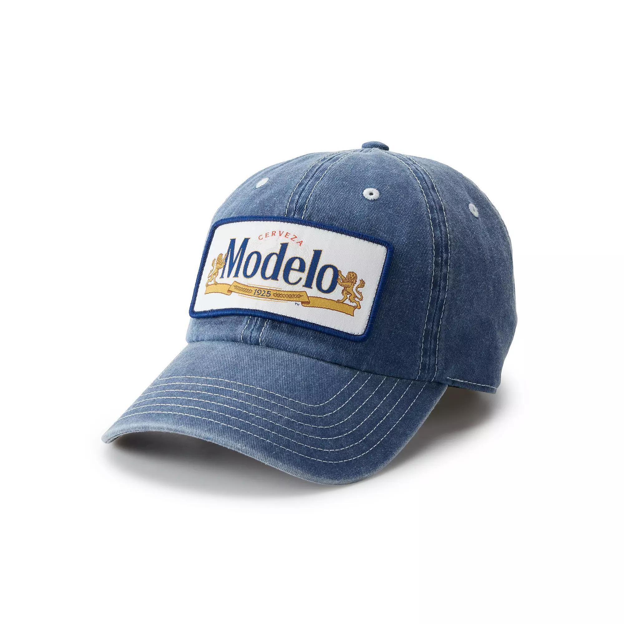 Mens Modelo Patch Pigment Dyed Relaxed Baseball Cap, Blue Product Image
