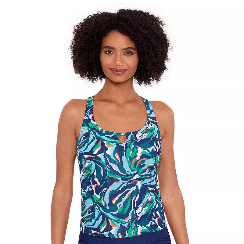 Women's Eco Beach Notched Neckline Tankini Swim Top, Size: Small, Black Product Image