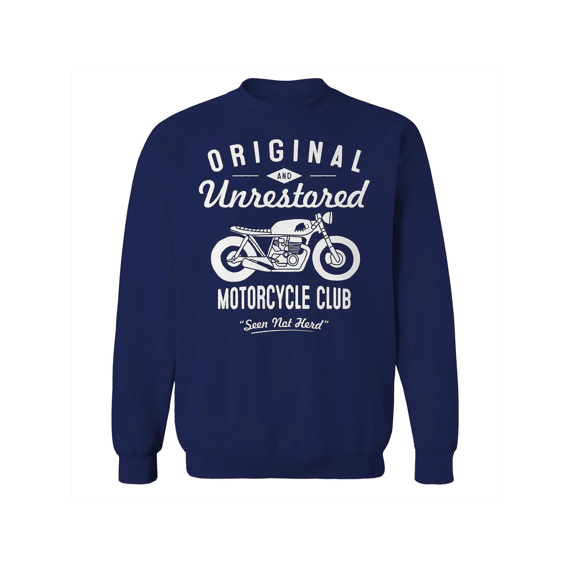 Men's Original & Unrestored Motorcycle Club Fleece Graphic Sweatshirt, Size: Large, Blue Product Image