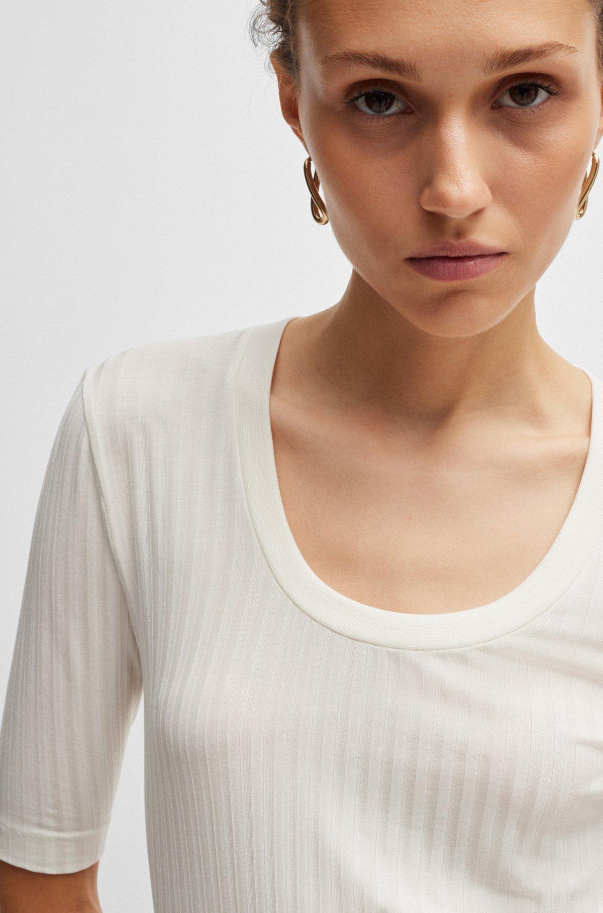Scoop-neck top in stretch fabric Product Image