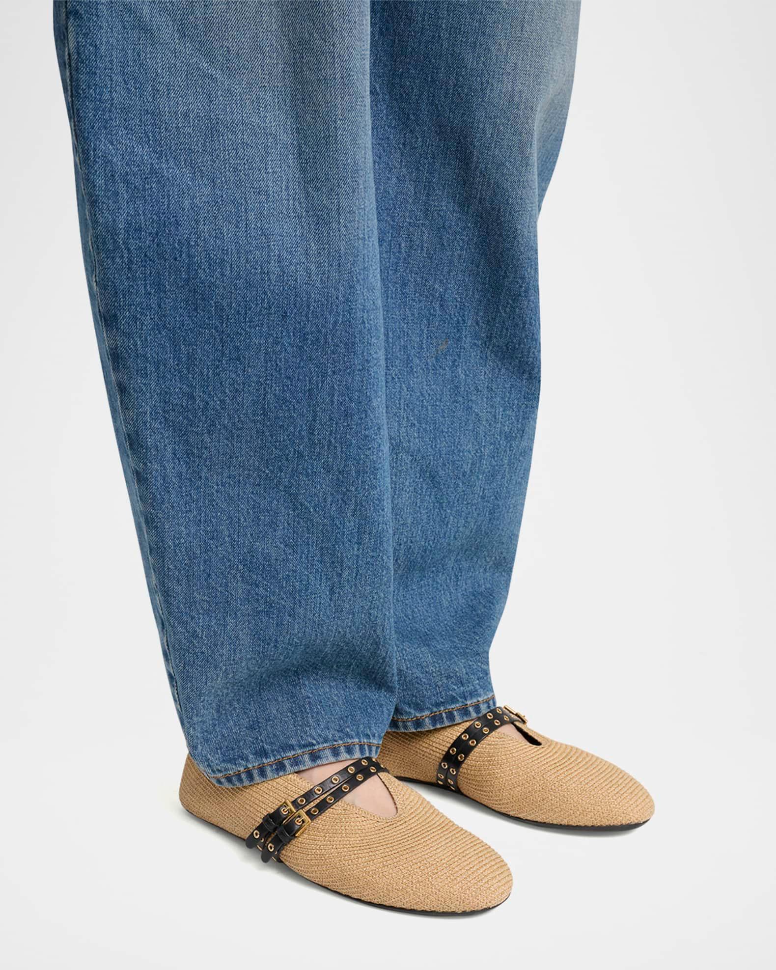 Paper Straw Mary Jane Ballerina Flats Product Image