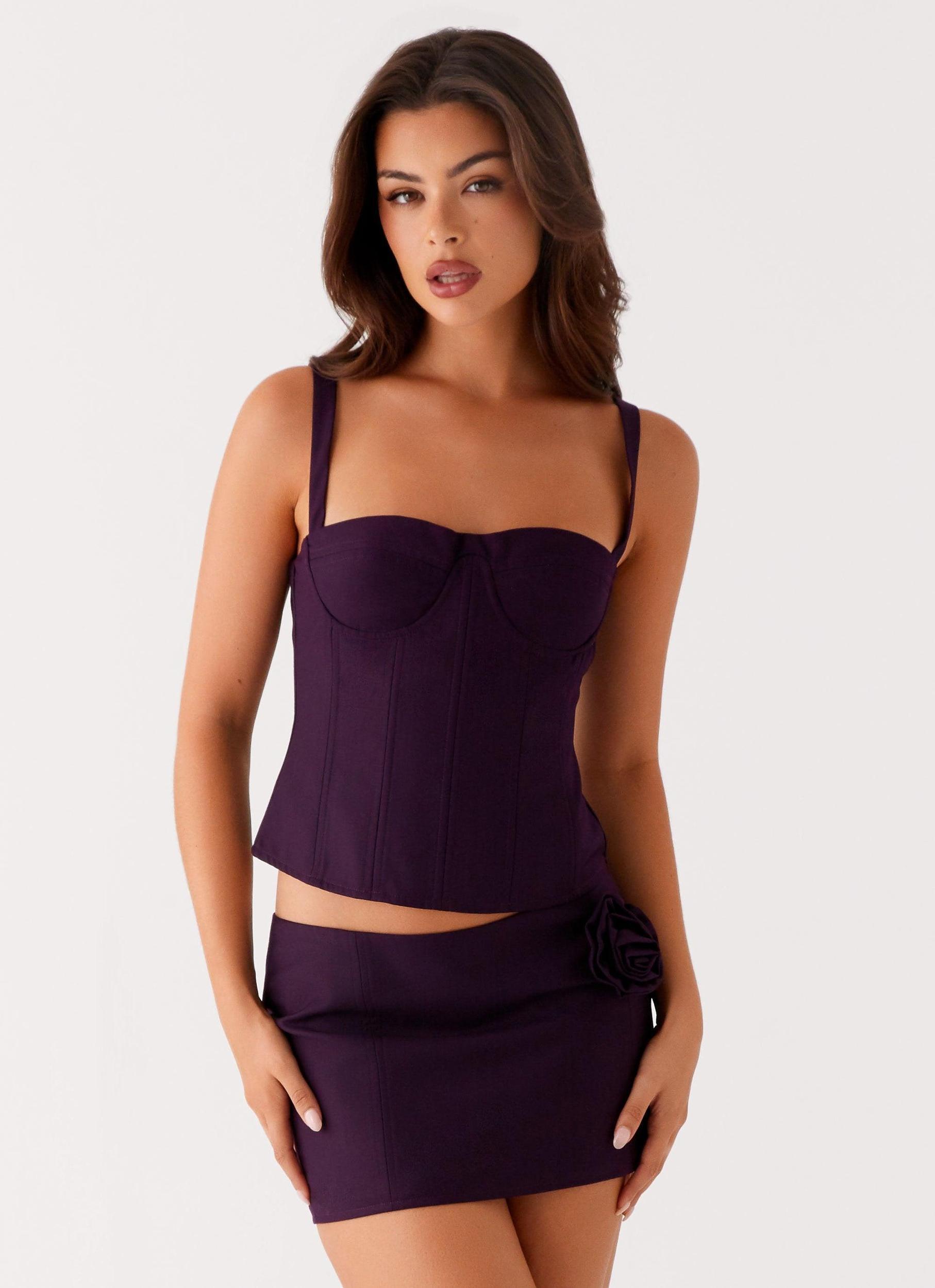Campbell Corset Top - Plum Product Image