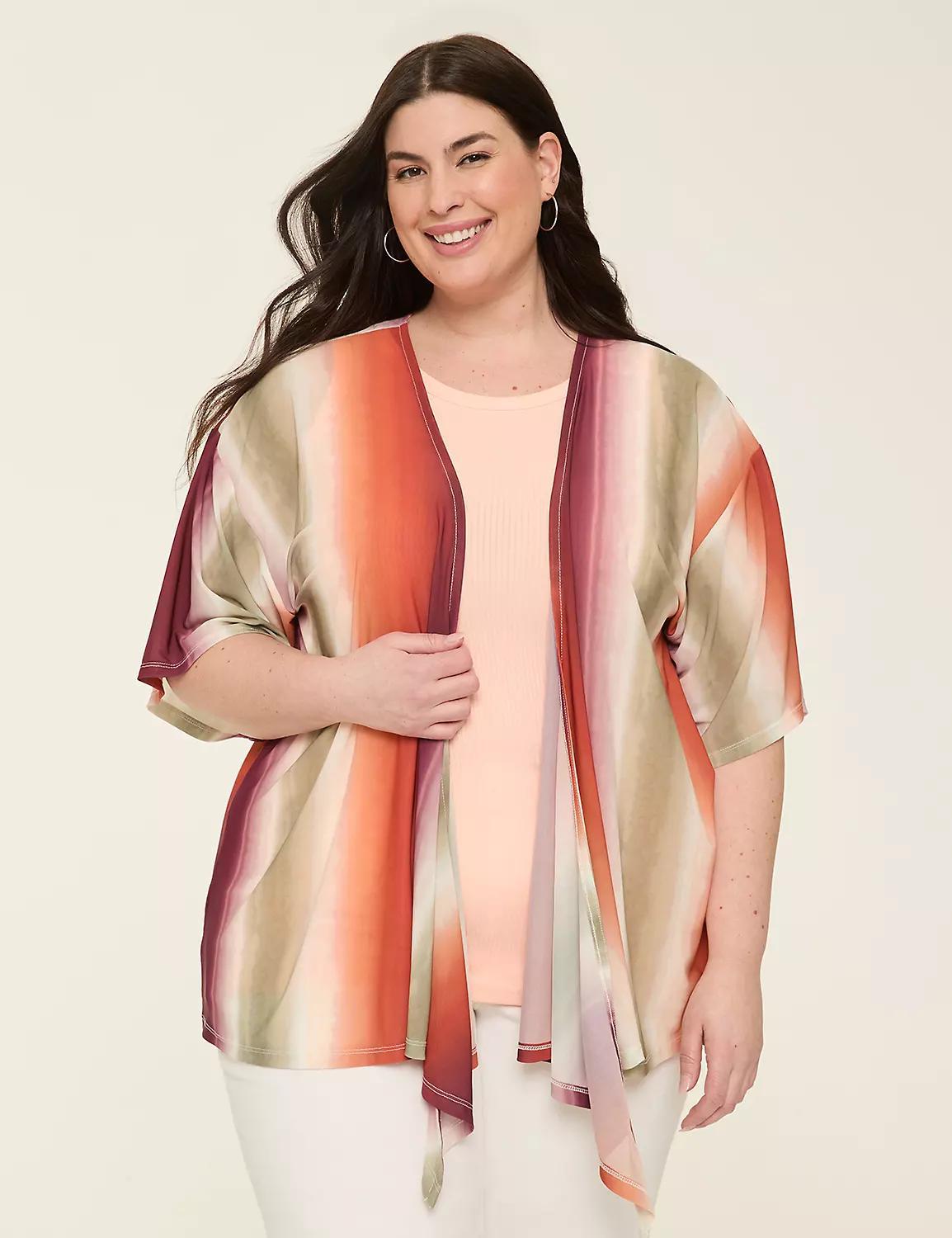 Kimono-Sleeve Tie-Front Mesh Overpiece Product Image