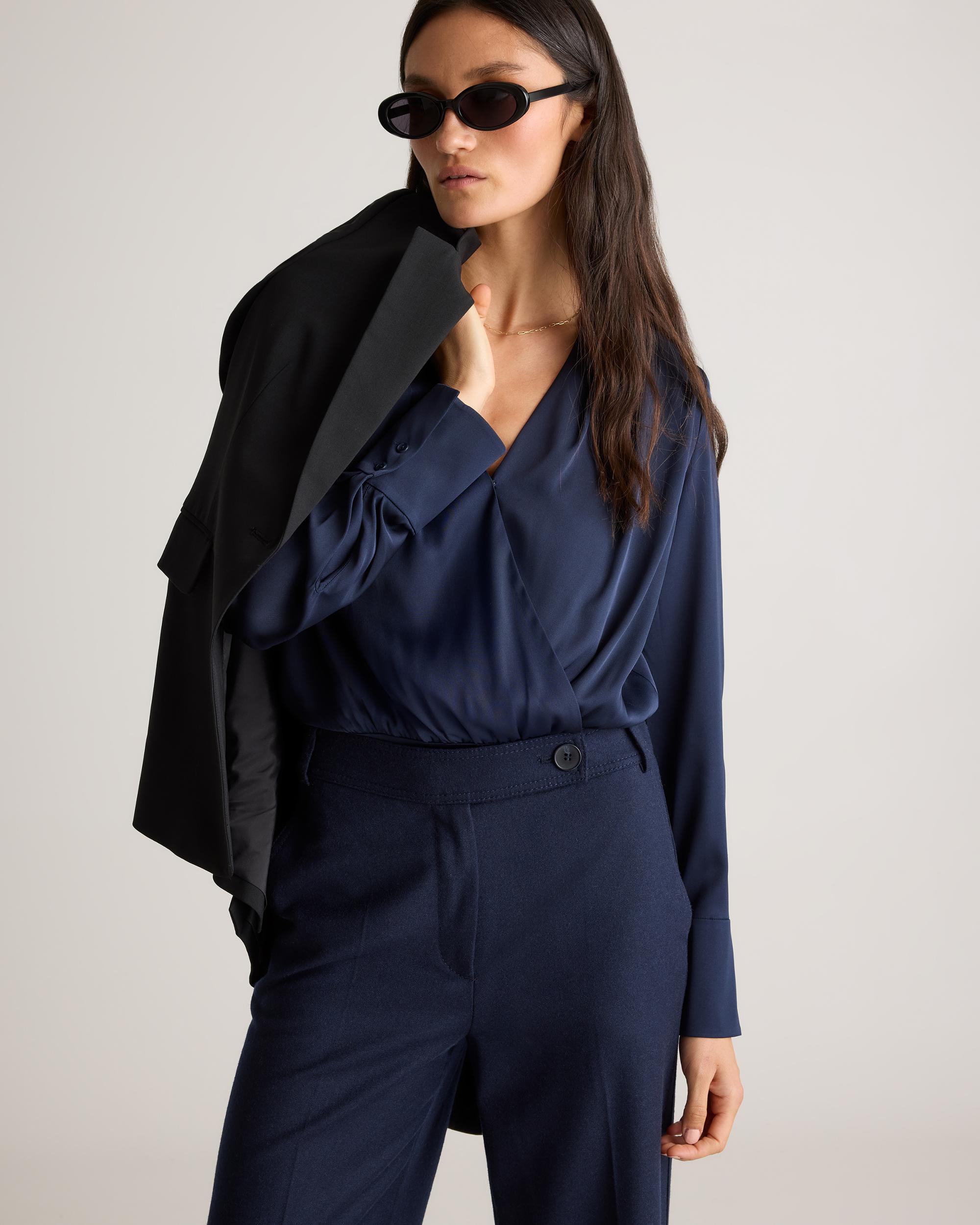 Quince | Women's Washable Stretch Silk Surplice Bodysuit Size XL Product Image