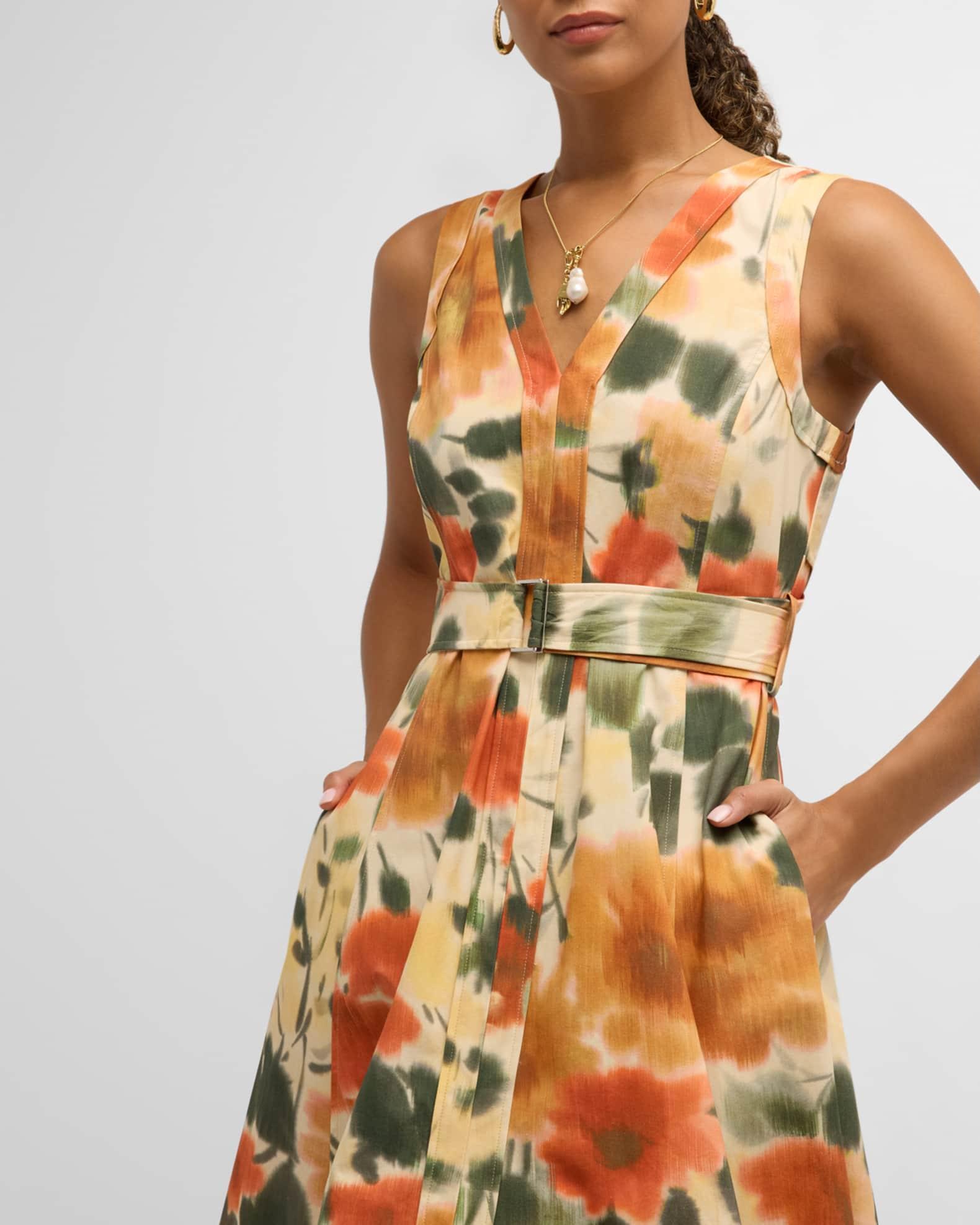 Blurred Marigold Belted Midi Dress Product Image