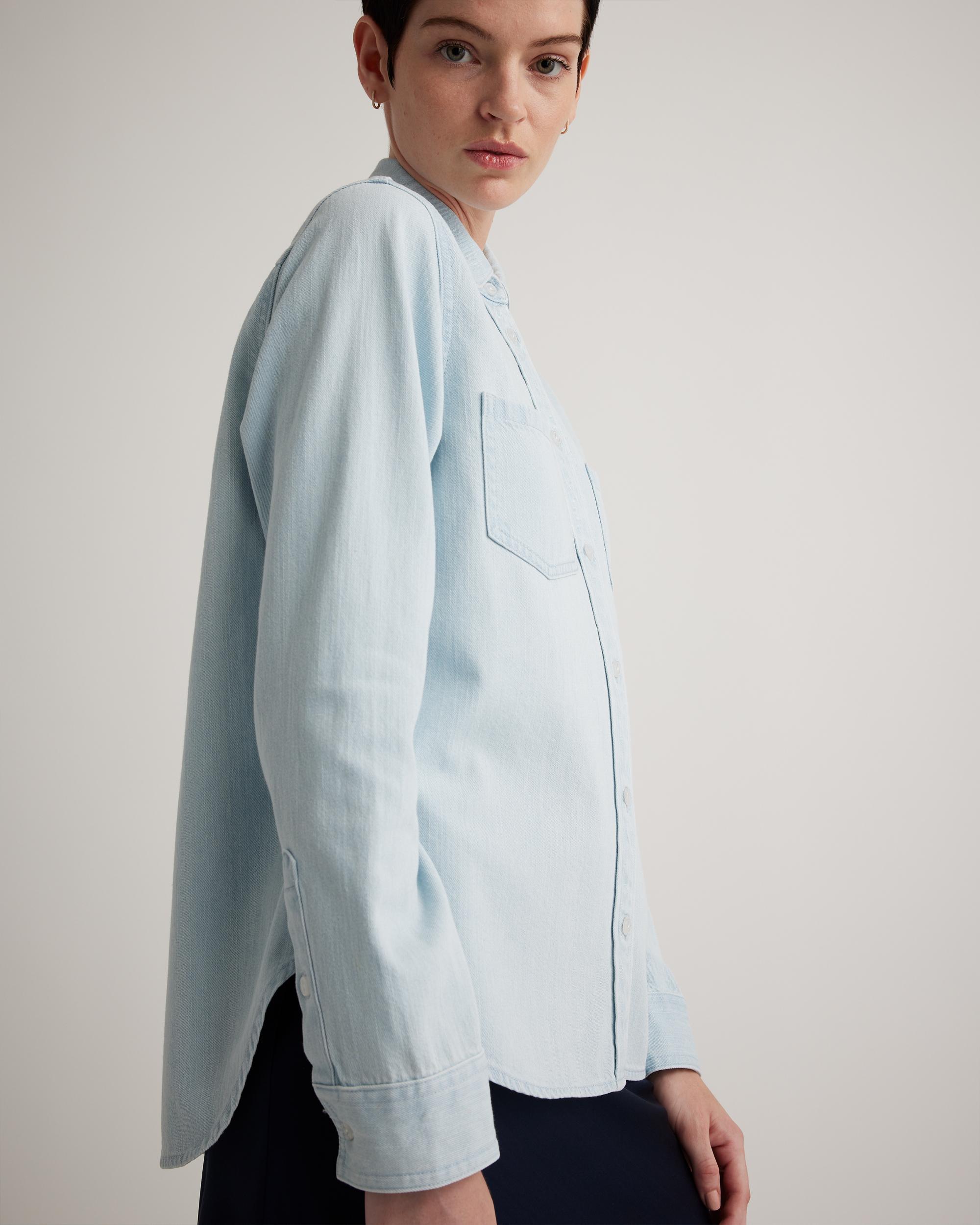 Quince | Women's Distressed Denim Shirt Cotton Product Image